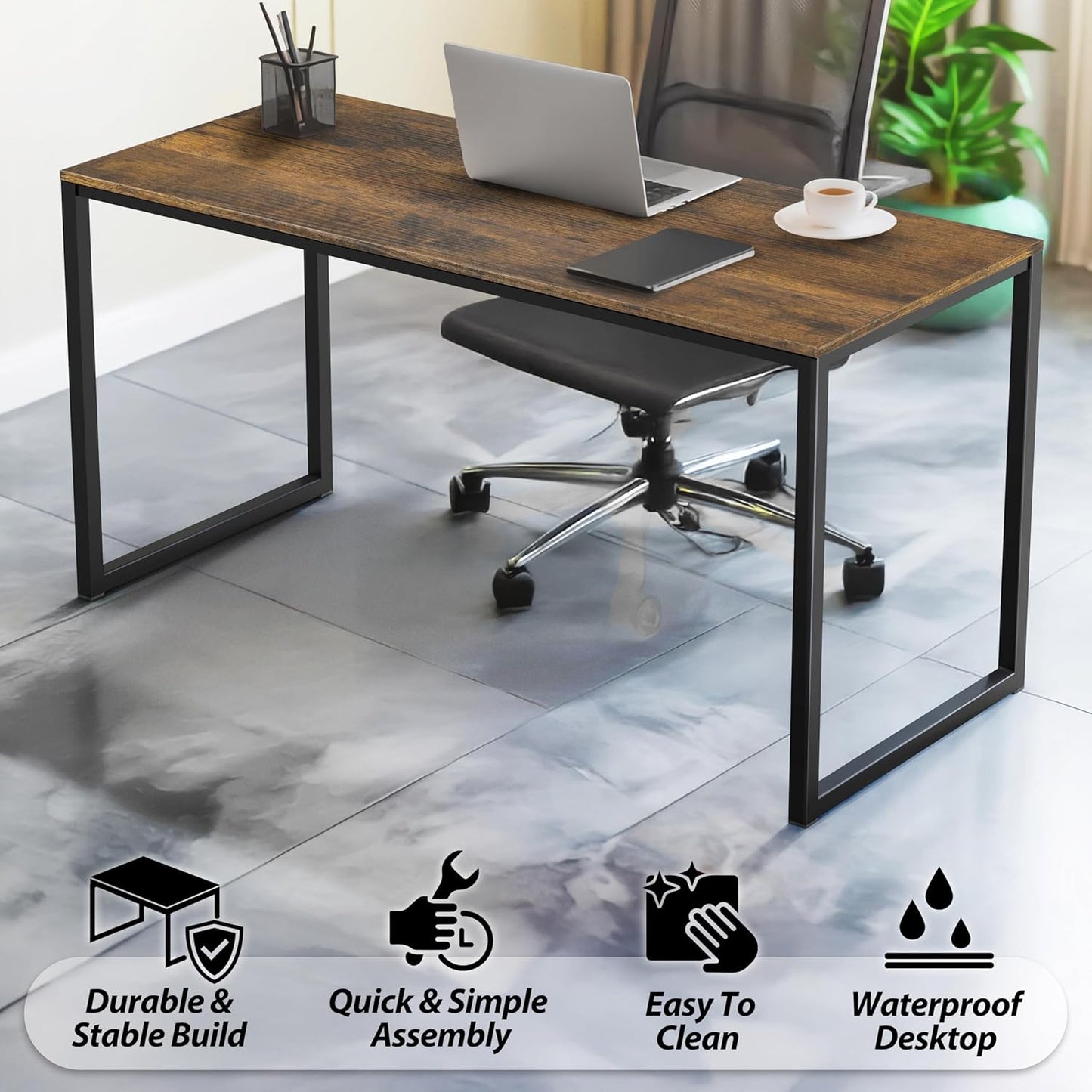SHW Mission 32-Inch Home Office Computer Desk, Rustic Brown