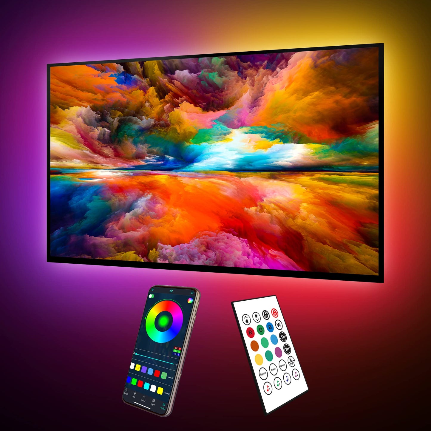 Maylit Icrgb Tv Led Backlight Kit, 6.56Ft Bluetooth Lights For 24-60In Tvs, Remote & App Control, Music Sync, Bias Lighting