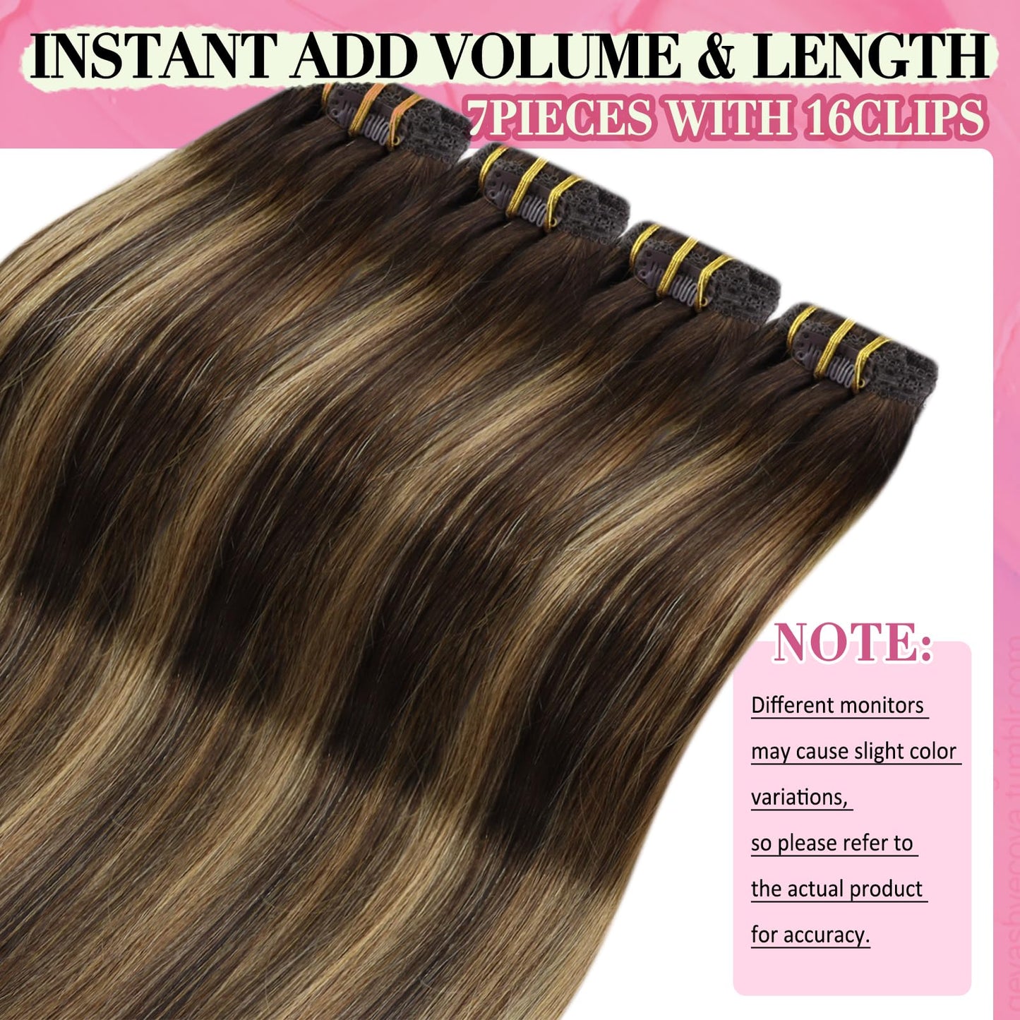 YoungSee Clip in Human Hair Extension Balayage Hair Clip in Extensions Chocolate Brown Balayage Caramel Brown Clip in Hair Exten