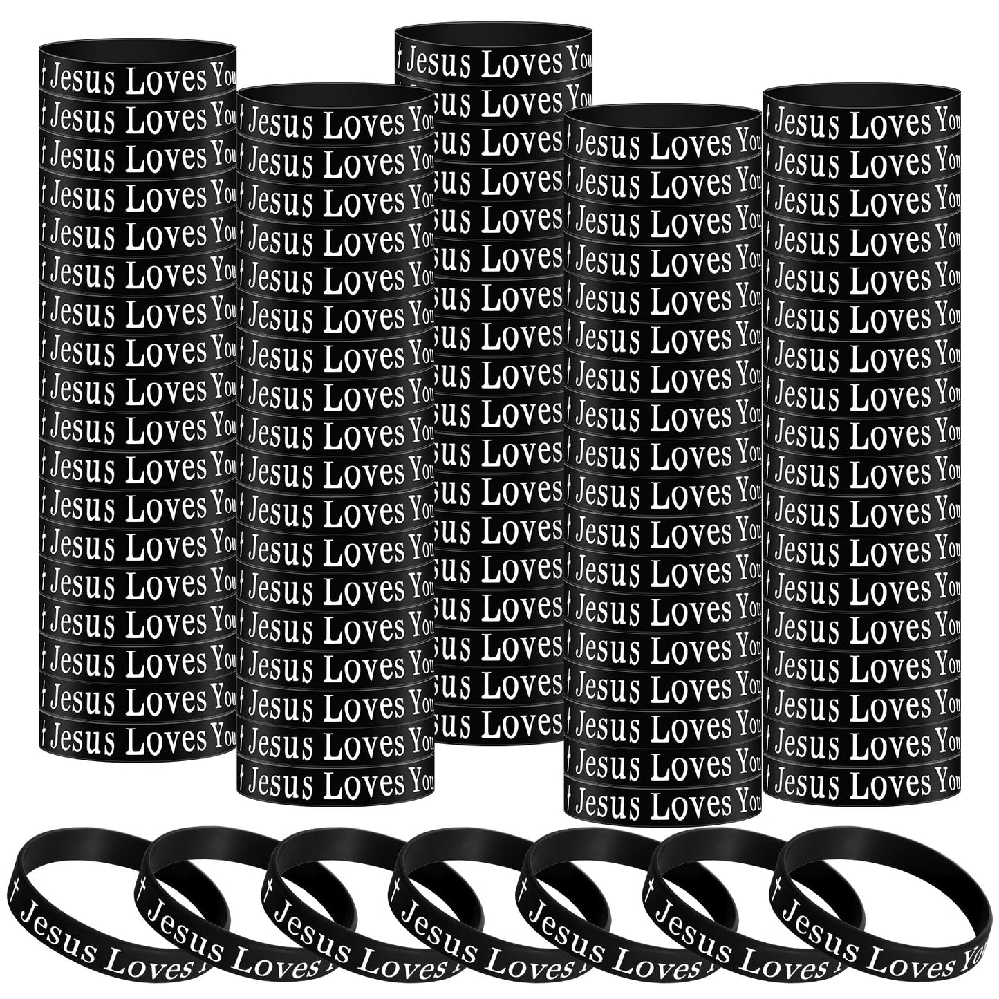 Arrowbash 50 Pcs Jesus Loves You Silicone Wristbands Christian Motivational Rubber Bracelets Religious Inspirational Bracelet Ch