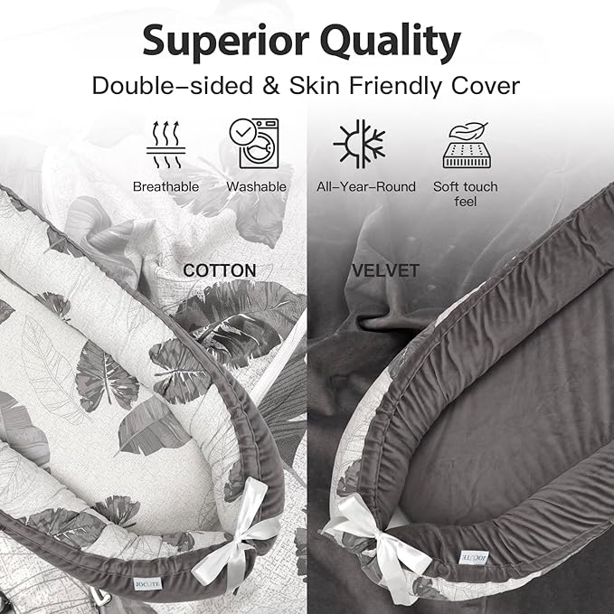 Baby Lounger | Organic Cotton Infant Lounger | Reversible, Adjustable & Portable Floor Lounger | Soft, Breathable, Washable Cover