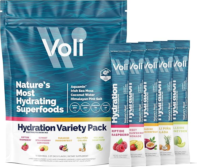 Voli Electrolytes Powder Packets | No Added Sugar Electrolyte Drink Mix for Hydration | Keto & Fasting Friendly, Natural S...