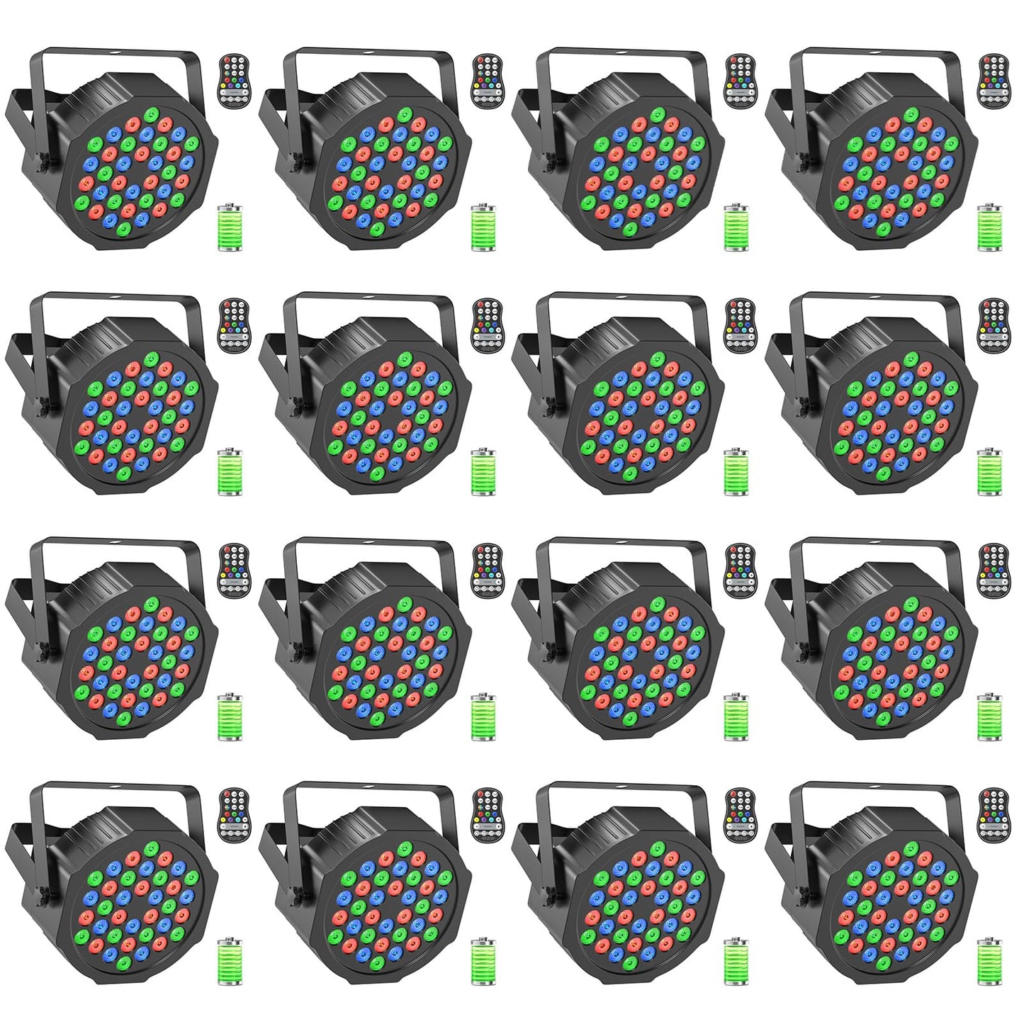 16Pcs 36 Led Rechargeable Stage Lights, Par Can Light Rgb Remote Control 7Ch Dmx512 Battery Uplights For Events Wedding Dj Live