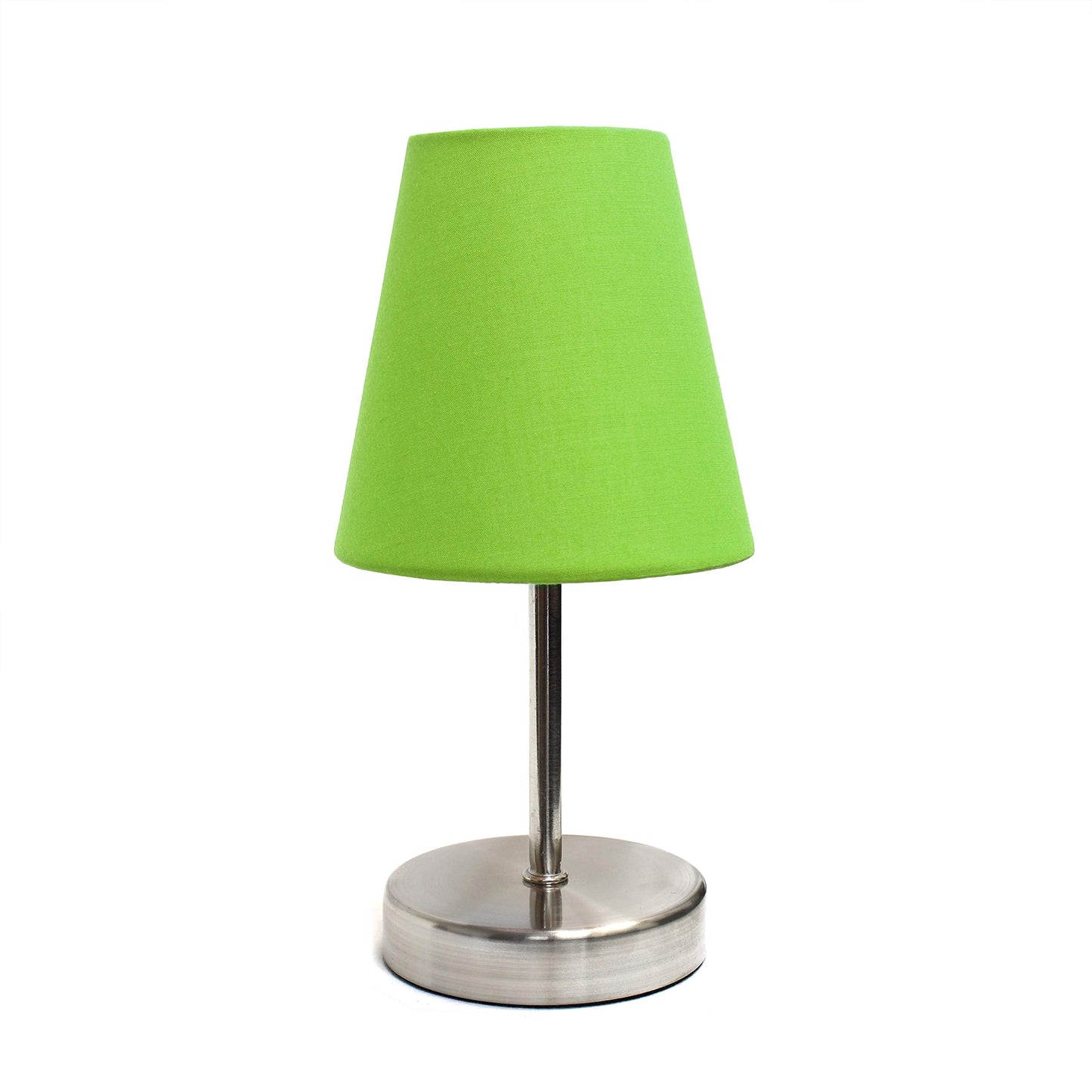 Simple Designs Lt2013-Grn Mini Table Lamp, Green Fabric Shade, Metal, Pack Of 1