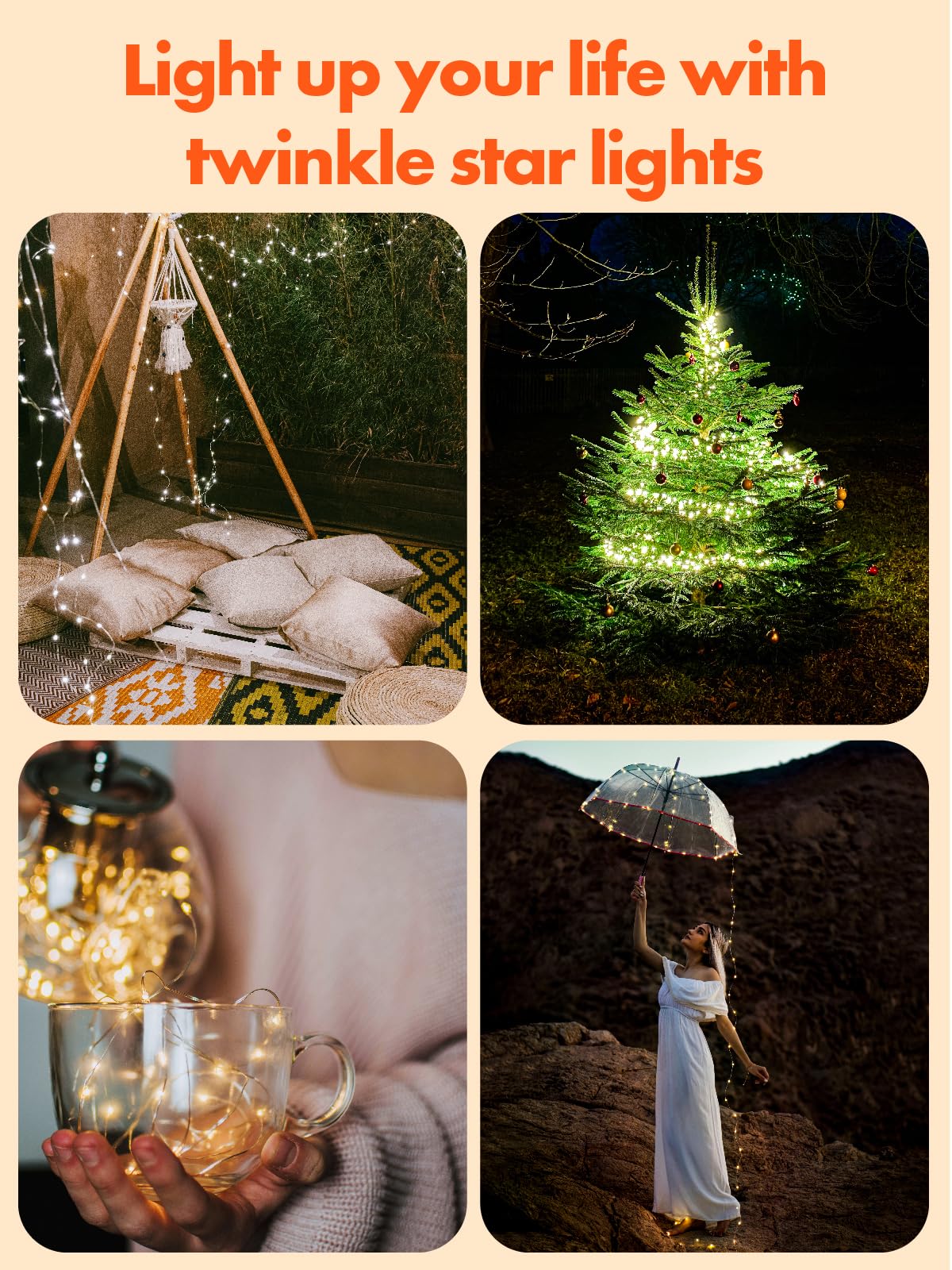 Twinkle Star 4 Pack Solar Fairy Lights - 460 Ft, 480 Led, Waterproof, Warm White, 8 Modes For Outdoor Patio Garden Wedding Decor
