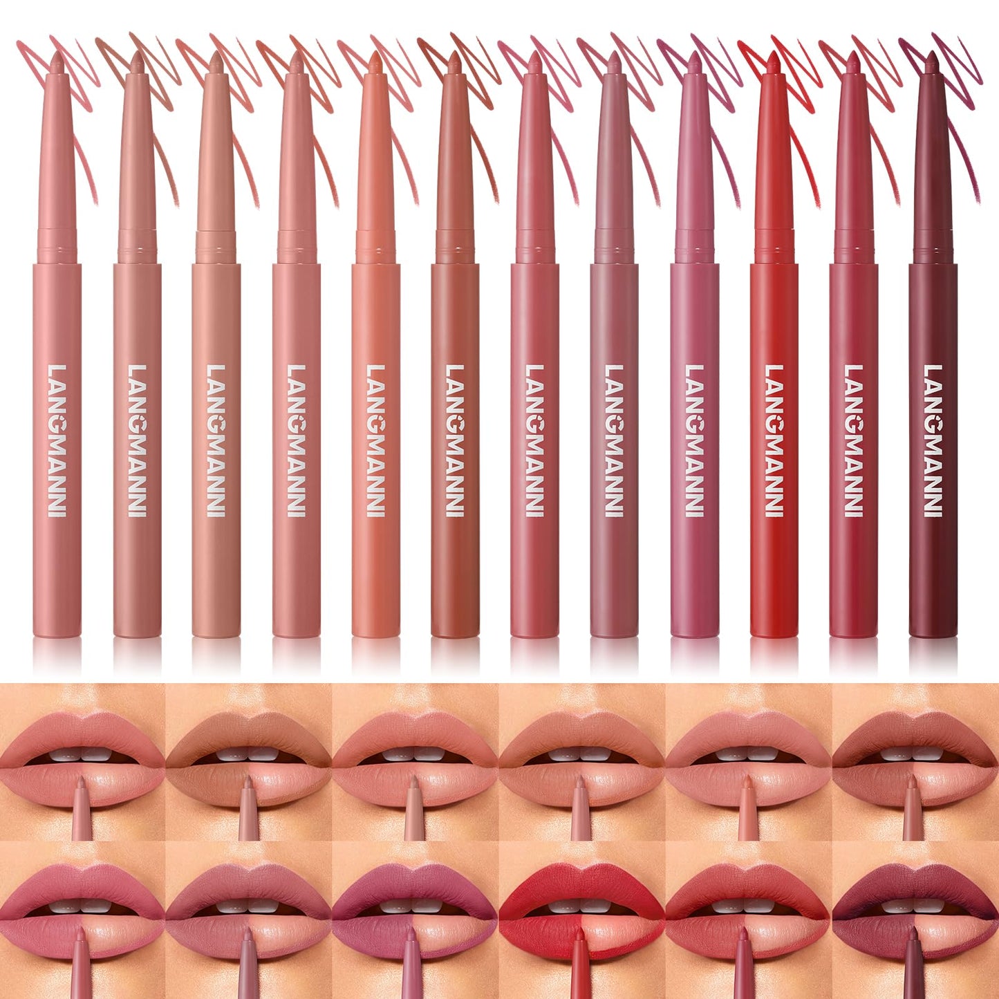 Jolilab Matte Lip Liner Set, Lip Makeup Set Natural Smooth Long-Lasting And Hydrating Beauty Daily Cosmetics Gift for Girls Easy