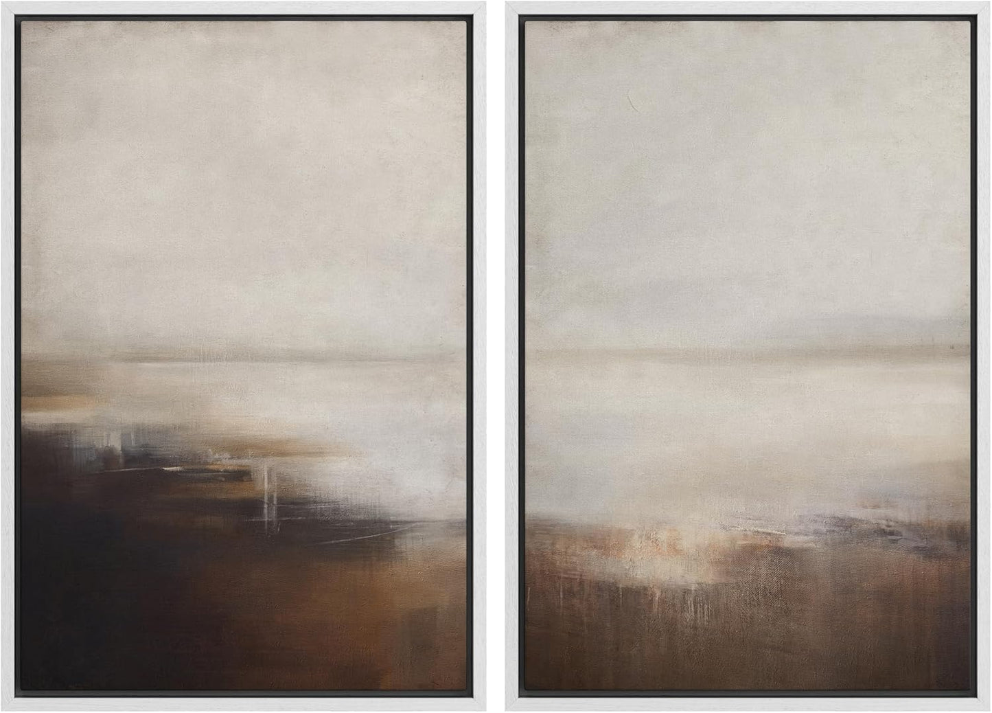 SIGNWIN Framed Canvas Print Wall Art Neutral Landscape Subtle Brown and Gray Tones Illustrations Modern Art Decorative Contemporary for Living Room, Bedroom, Office - 16"x24"x2 White