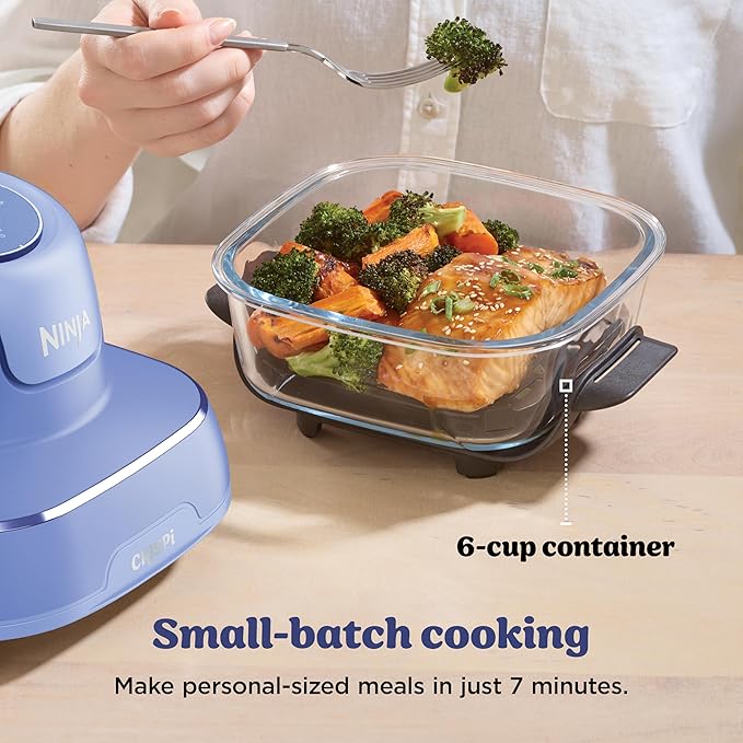 Ninja | Air Fryer | Crispi 4-in-1 Portable Cooking System | 4QT & 6 Cup Glass Containers, Crisper Plates & Storage Lids Included | Microwave, Freezer & Dishwasher Safe | Frosted Lilac | FN101PR