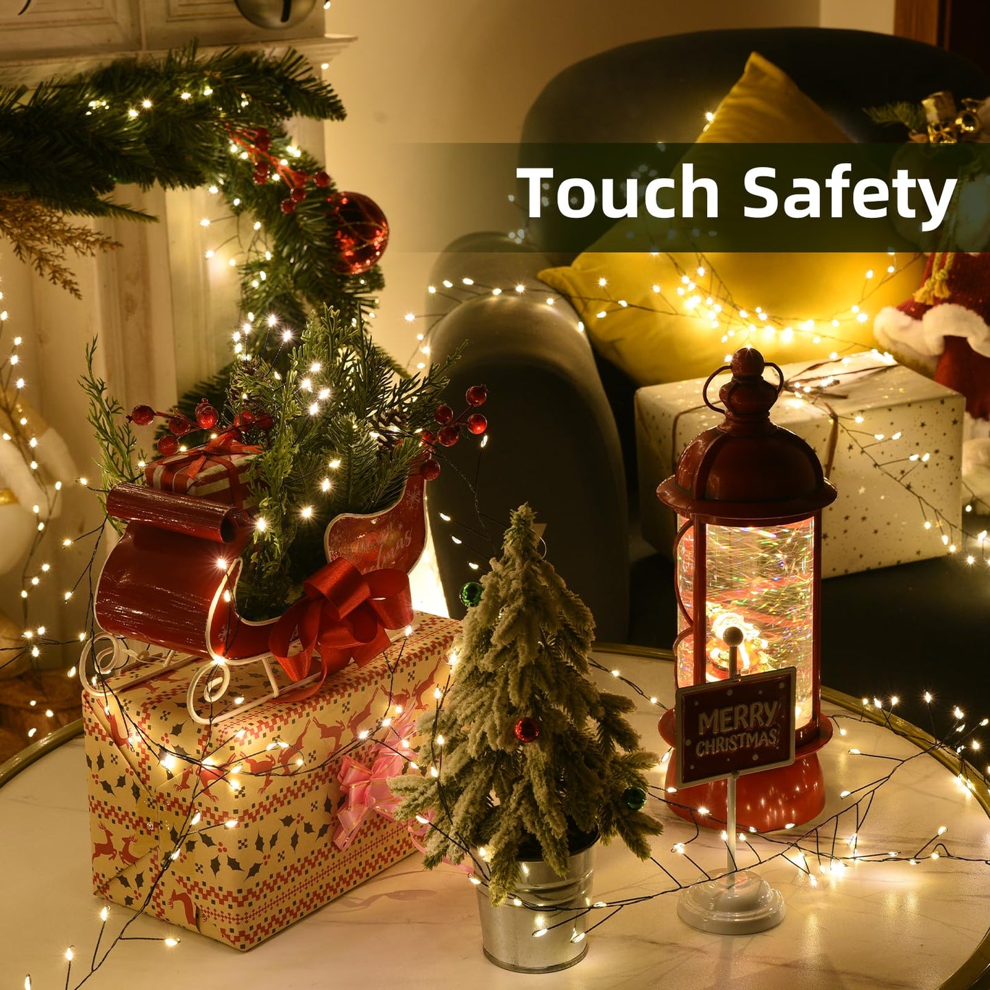 Lycklig Fairy Lights Plug In 130Ft 2000Led Warm Christmas Wreath Twinkle Lights With Timer Remote Waterproof Fire er Firefly Cluster String Light For Bedroom Graland Party Tree Decor Black Wire