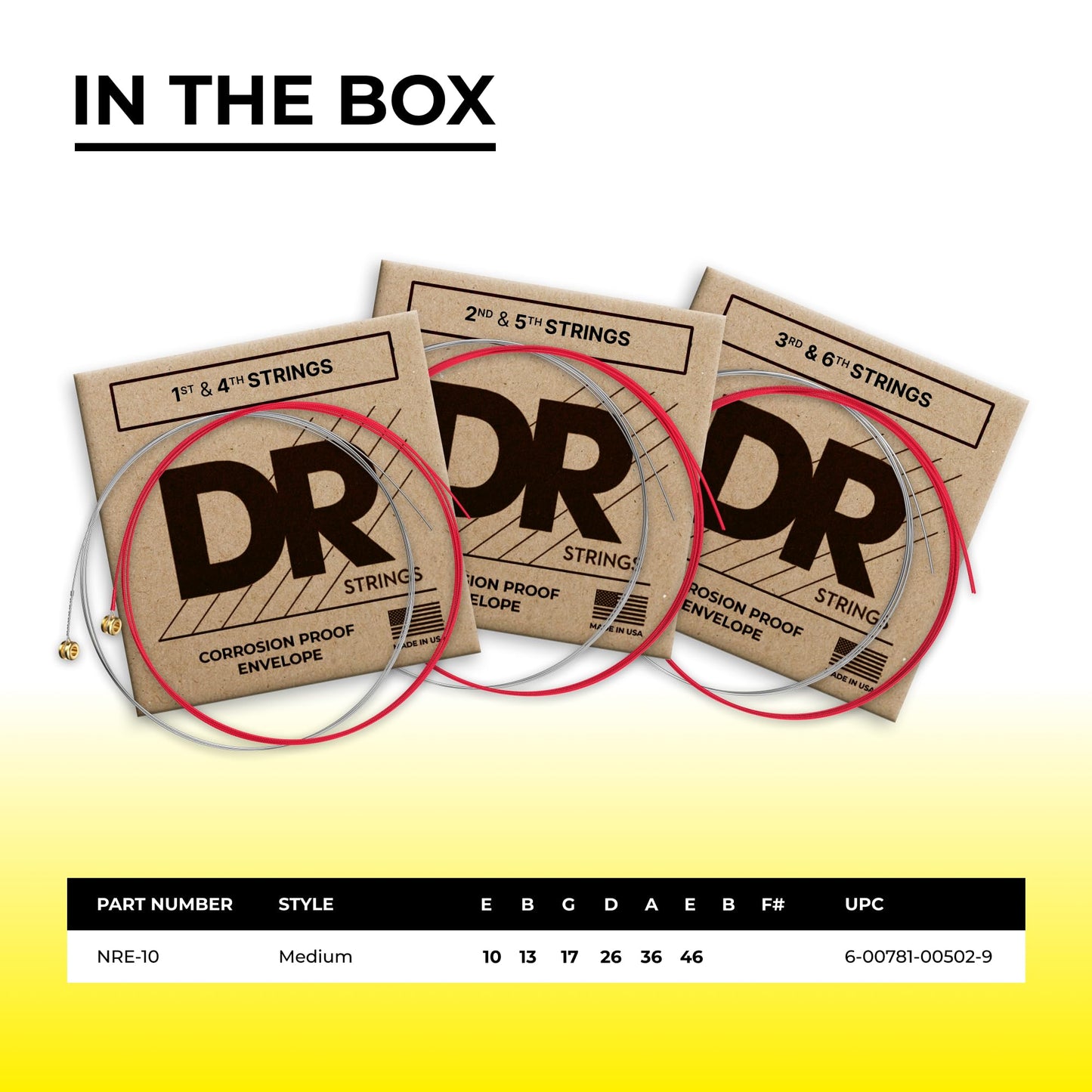 Dr Nre10 Strings Hi-Def Neon Red Electric Medium