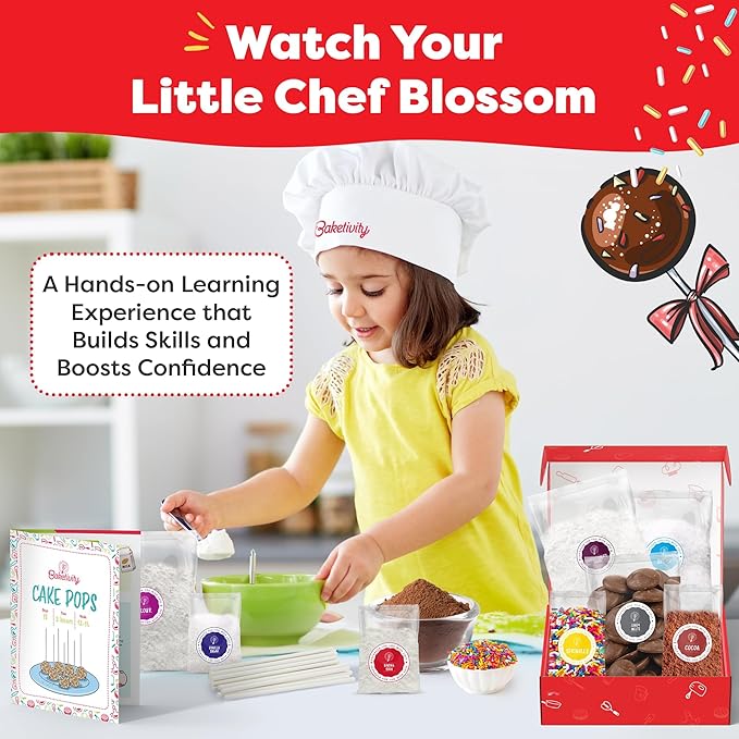 Baketivity Dirt Pie & Cake Pop Baking Kit Bundle – Kids Baking Set with Pre-Measured Kosher Ingredients, Illustrated Instructions & Video Guide – Fun Cooking Activity for Ages 6-12+