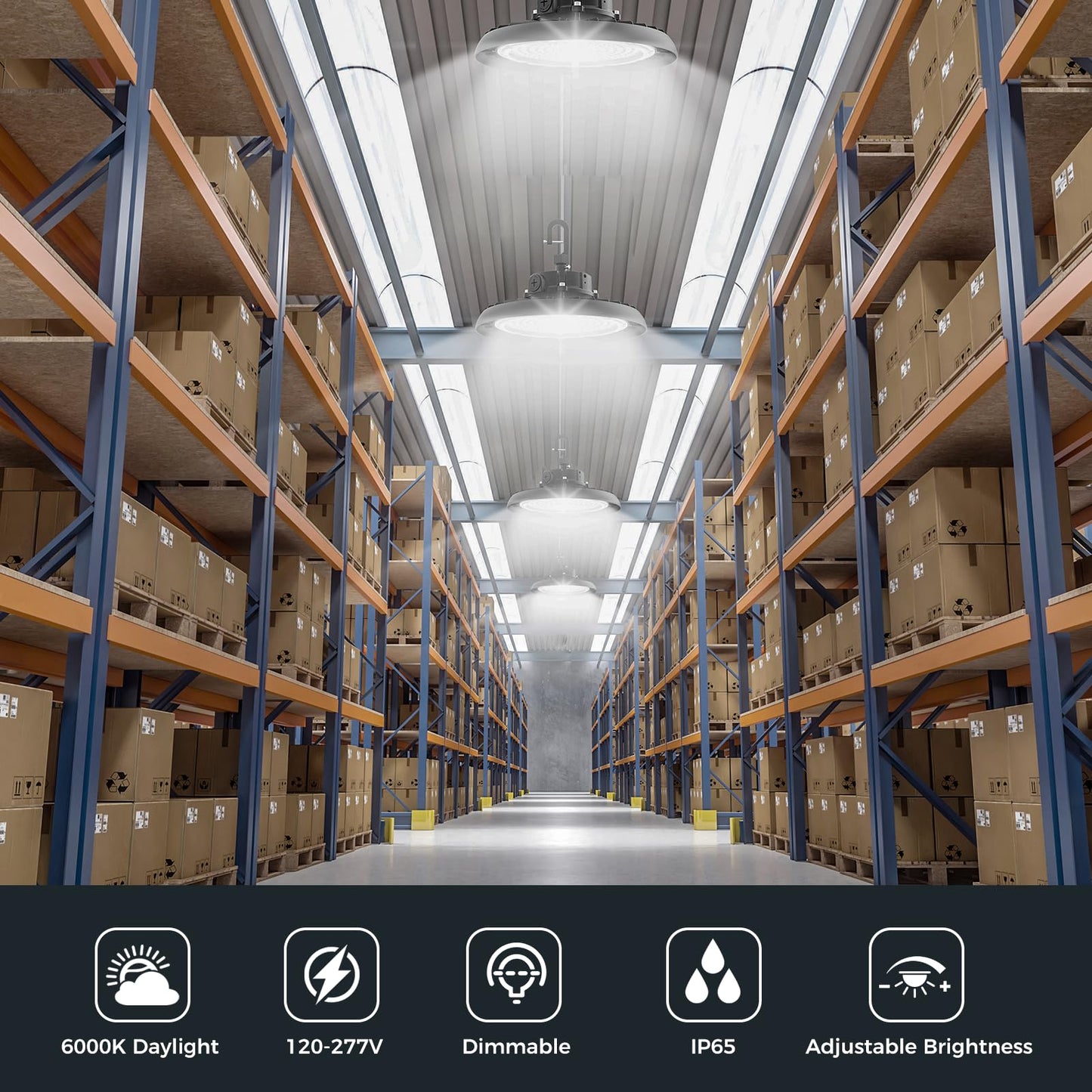 High Bay Lights Led Ufo Light 240W Led Shop Lights 6000K Ip65 Commercial Bay Lighting Fixture 43200 Lm Super Bright  5Ft Cable Plug & Play For Warehouse Factory Garage Workshop Barn 6 Pack