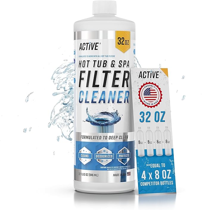 ACTIVE Spa Hot Tub Filter Cleaner - 32oz (2-4 Uses) Cleaning Soaking Solution, Hot Tubs & Pool Cartridge Cleaner, Natural ...