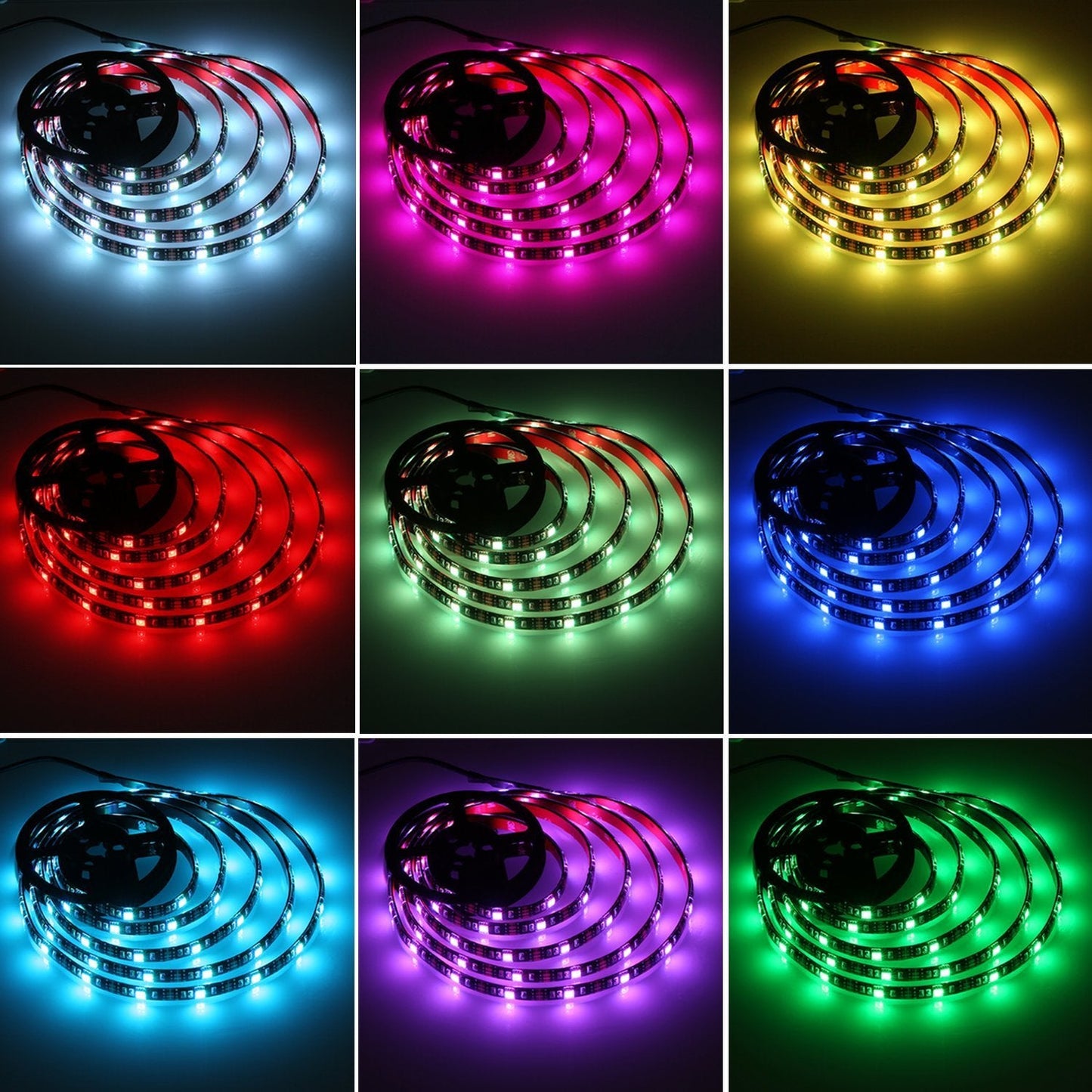 Baoyuteda Battery Powered LED Strip Lights, 5050 RGB, 2M/6.6FT, 60 LEDs, Flexible Color Changing, White