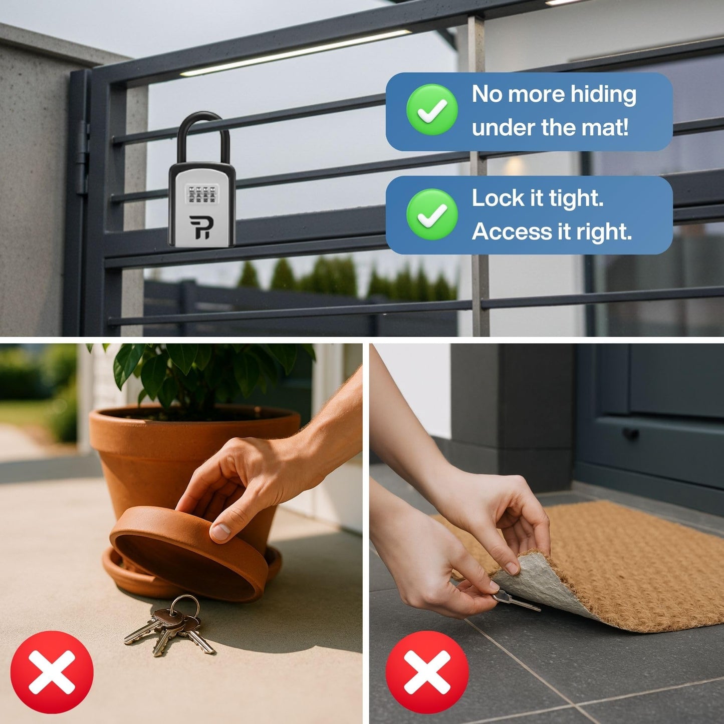 Key Lock Box for Outside - Realtor Lockbox for House Keys Outdoor - Combination Key Hiders to Hide a Key Safe Storage