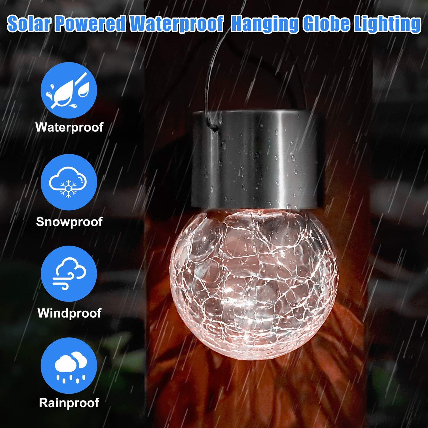Bosceos 12Pack Solar Powered  le Glass Ball Lights, Waterproof, Daylight White, Model YGL-KE-03, for Garden, Balcony, and Patio