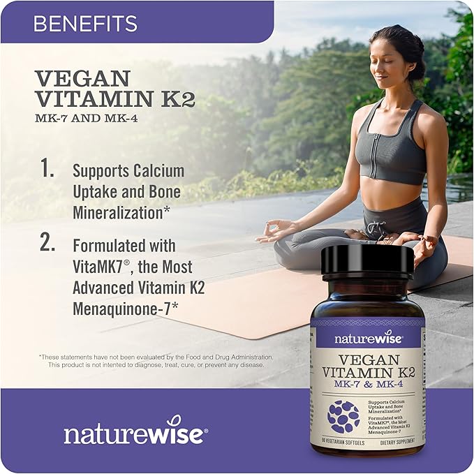 NatureWise Vitamin K2 + Vitamin D3 5,000IU (3 Month Supply - 90 softgels per Bottle)