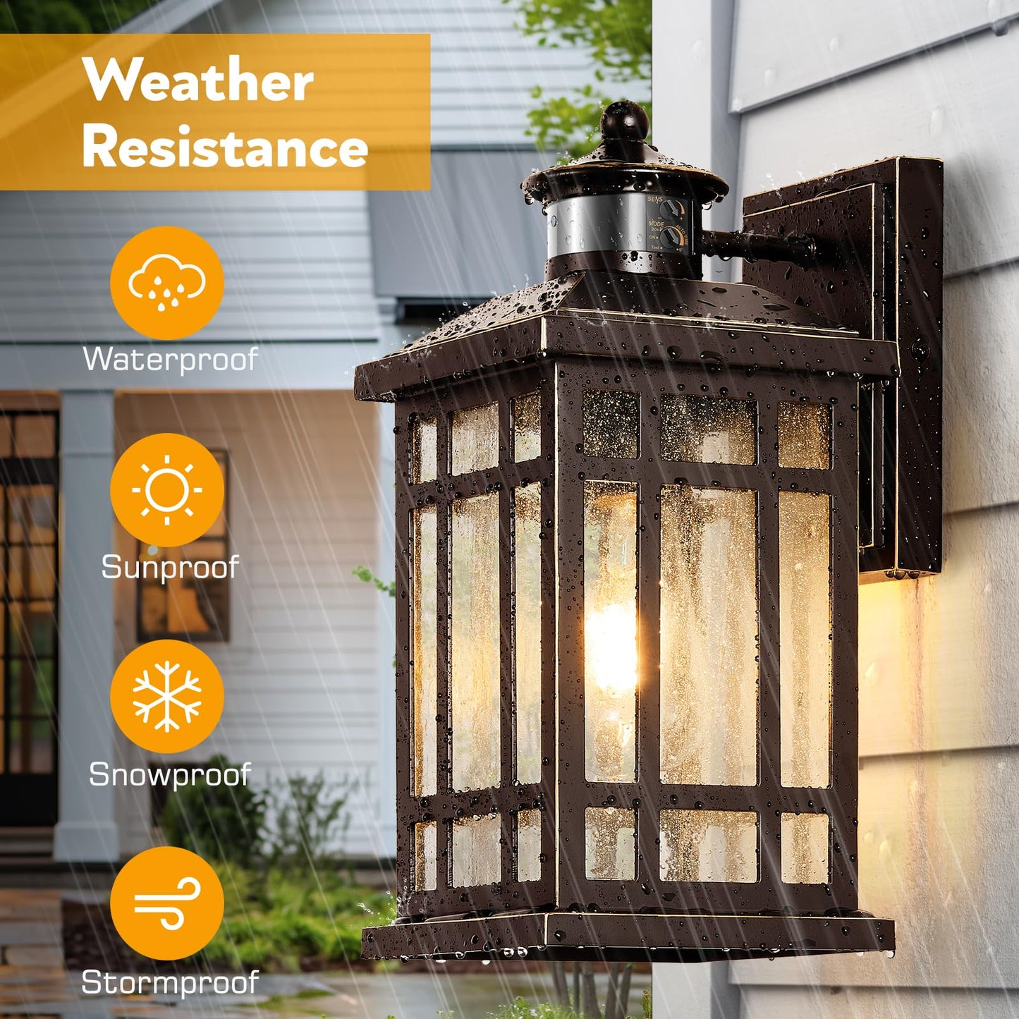 Opaxis Outside Lights For House With Motion Sensor  Orb Exterior Lighting Fixtures  Dusk To Dawn Outdoor Wall Lights Lantern  Outside Light Fixture Sconce For Patio  Garage  Waterproof Anti-Rust