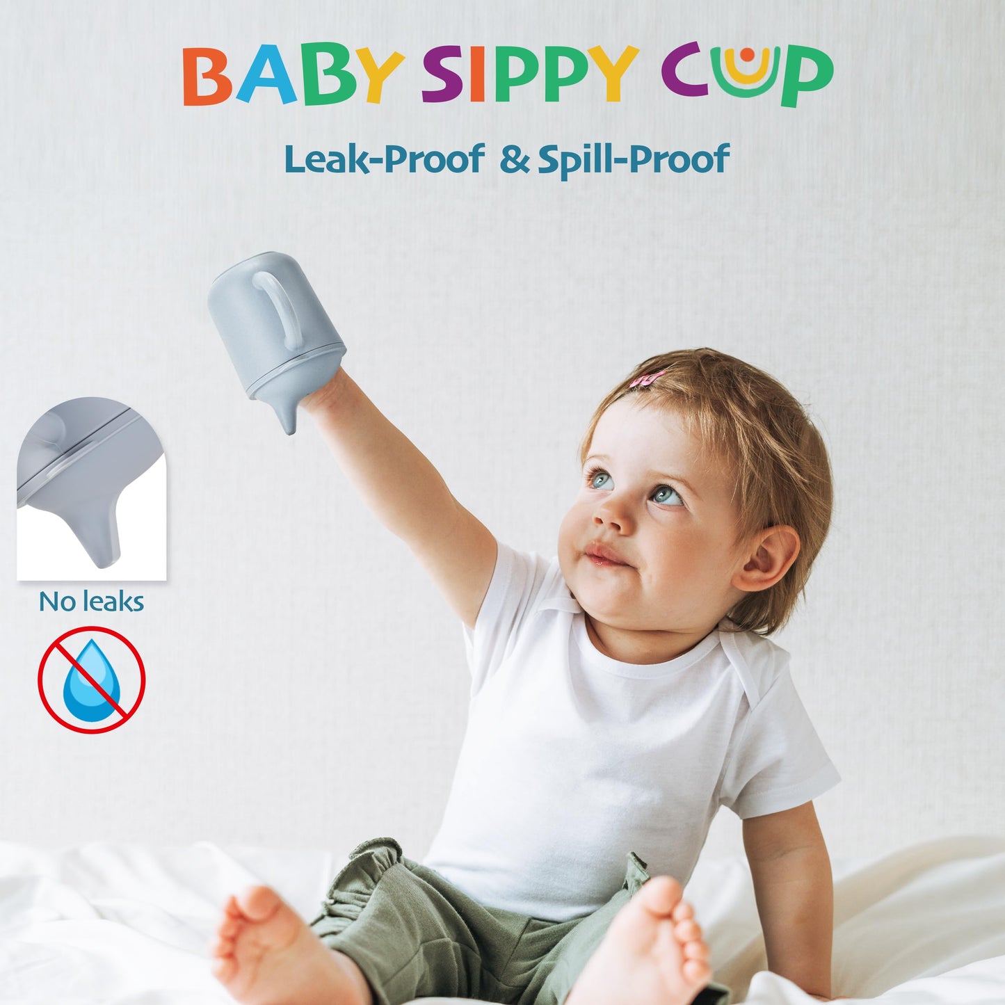 Leeleelon® Silicone Sippy Cups for Baby, Leak-Proof Sippy Cups for Baby & Toddler with Handles, Soft Spout Sippy Cup for Infants, 6+ Months, 6oz/180ml (Pack of 2)