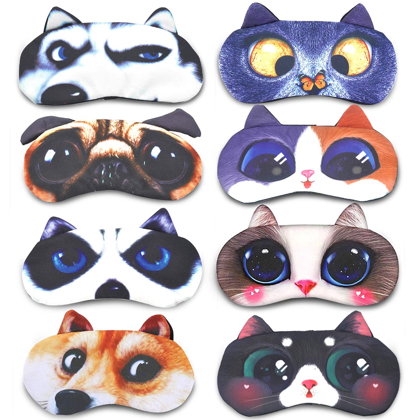 Tphon Sleep Mask for Adult Kids Boys Girls Funny Blindfolds Soft Cute Animal Sleeping Masks with Adjustable Strap for Travel Naps Shift Works Games