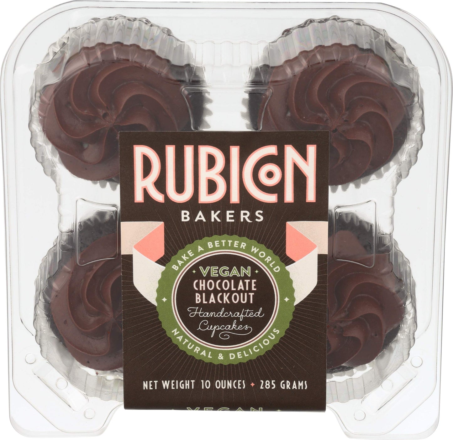 Rubicon Bakery, Cupcake Vegan Chocolate Blackout, 10 Ounce (Pack of 1)