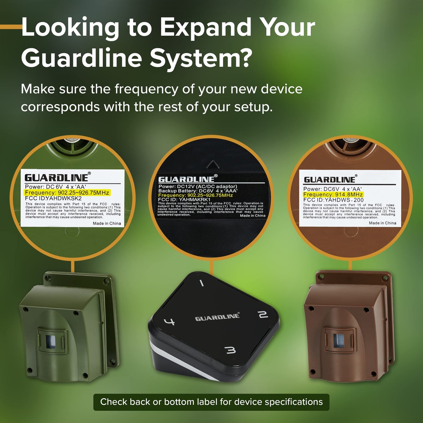 Guardline Wireless Driveway Alarm - 500ft Long Range, Outdoor Motion Sensor, Black, Model GL2200, Includes 1 Receiver