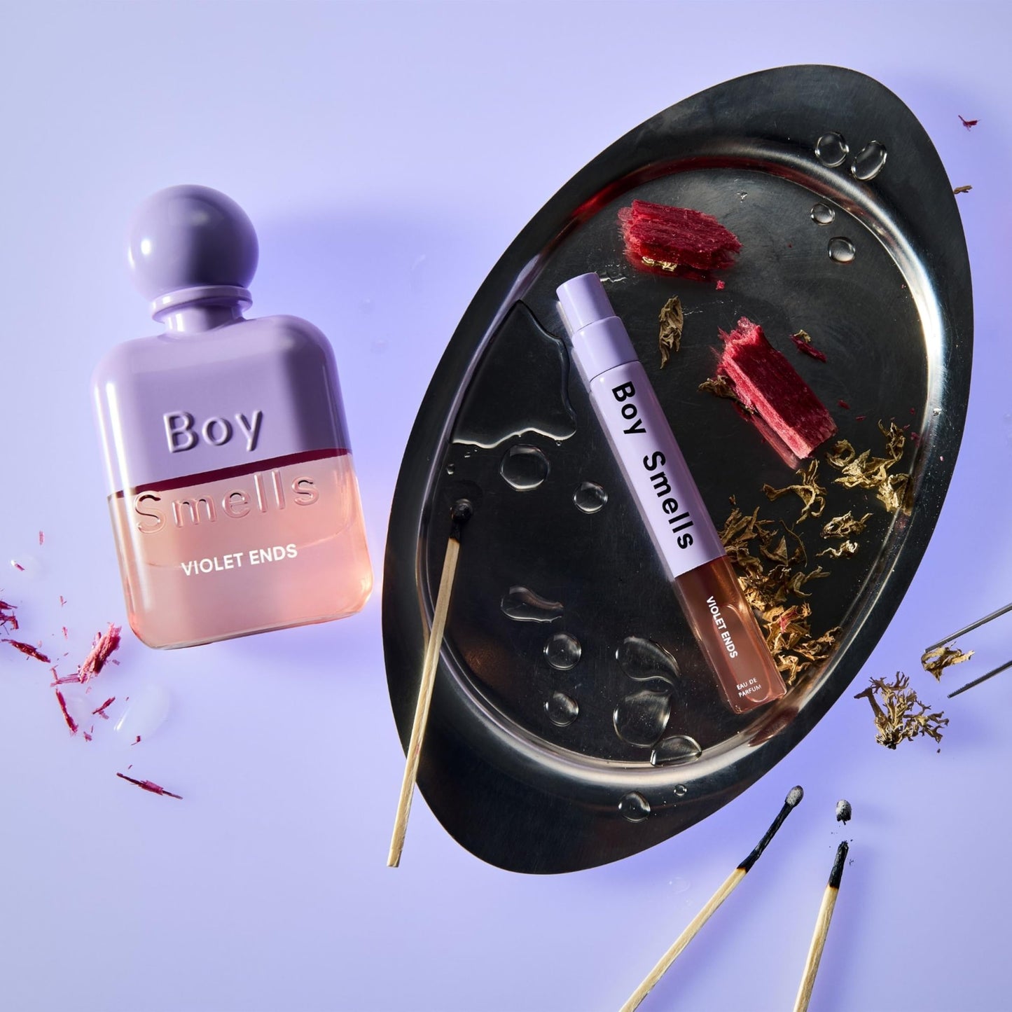 Boy Smells Violet Ends Eau de Parfum Travel Spray – Violet, Rhubarb, Black Tea and Incense Scent – Earthy Powdery Floral Perfume – Body Fragrance – Mini Perfume Spray Bottle – 10ml