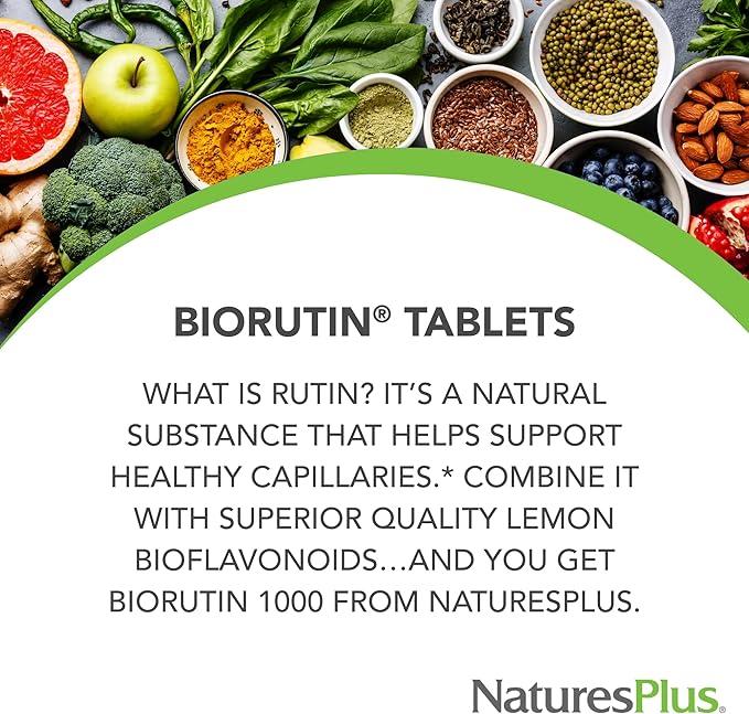 NaturesPlus Biorutin 1000 mg - 60 Tablets - Bioflavonoid & Rutin Complex - Vegetarian, Gluten Free - 60 Servings