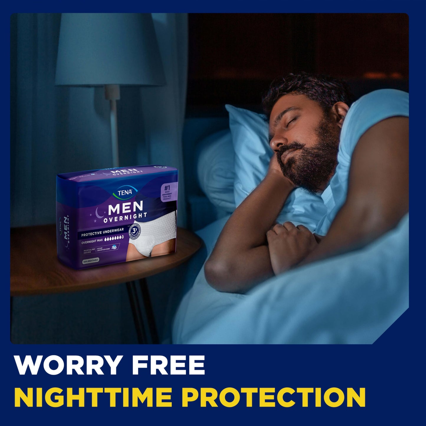Tena Men Protective Incontinence Underwear Overnight Max Absorbency, L, 56 Count (Waist Size 34in-44in)