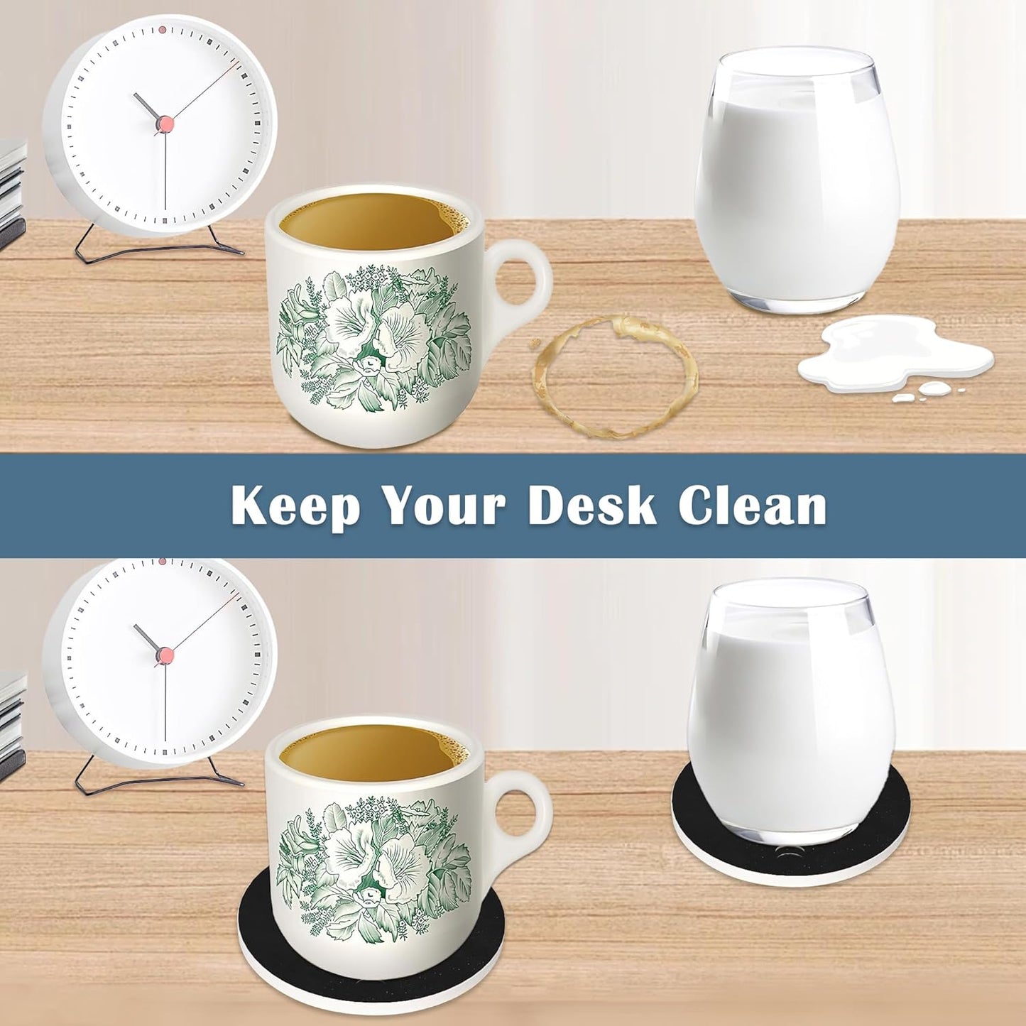 Coasters for Drinks,Set of 4 Absorbent Coasters,Moon Phases Ceramic Coasters with Cork Base,Cup Coaster for Coffee Table Protection,Gifts for Housewarming Birthday - Home and Dining Room Decor