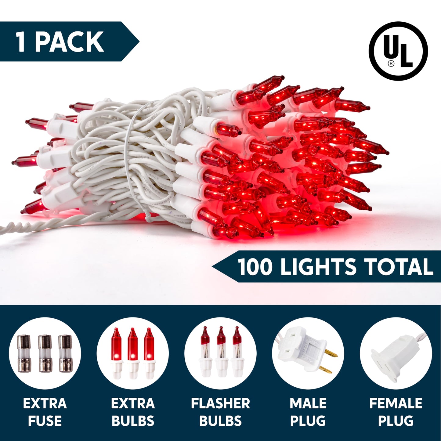 Joiedomi 100 Count Mini Red Christmas String Lights, 21.4Ft Indoor Fairy Lights With White Wire For Holiday Decor, Model 31991