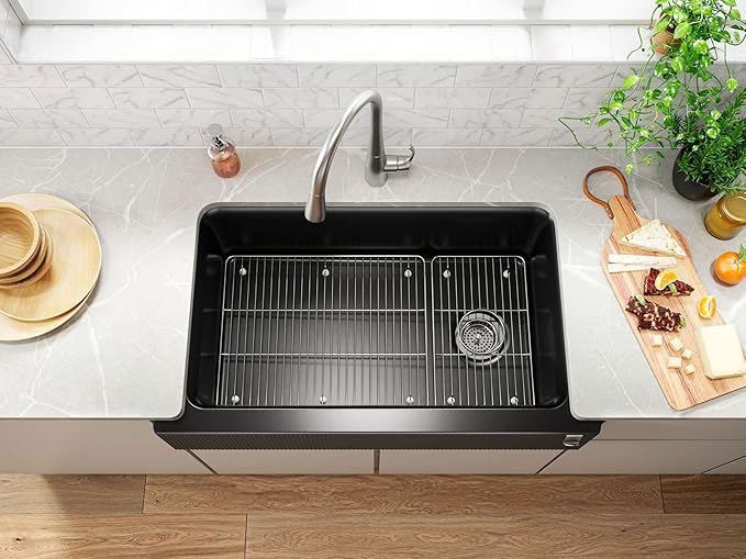 KOHLER K-25788-CM8 Cairn Sink, 36 in, Matte Black Plum