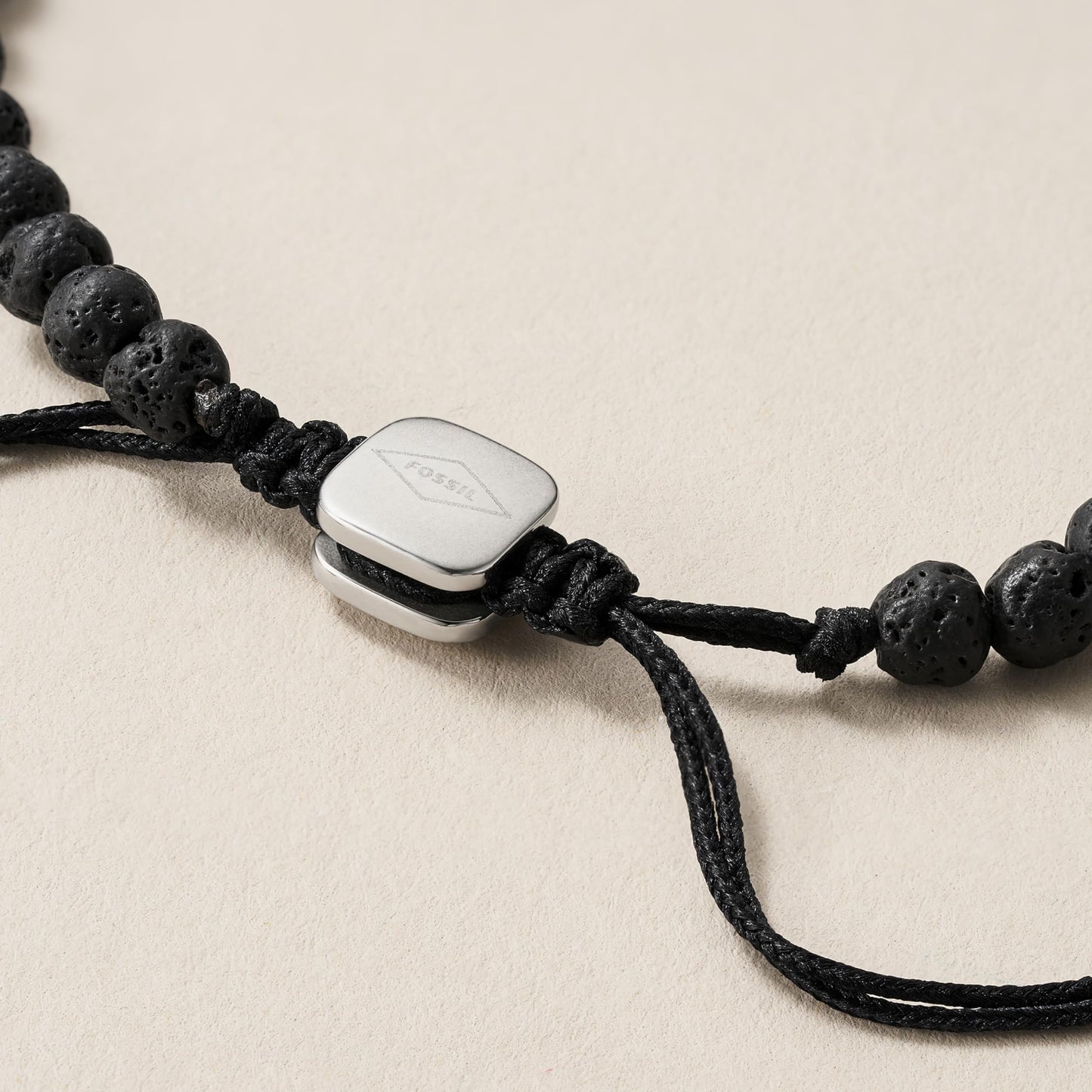 Fossil Men's Beaded Bracelet, Color: Black (Model: JF02887040)