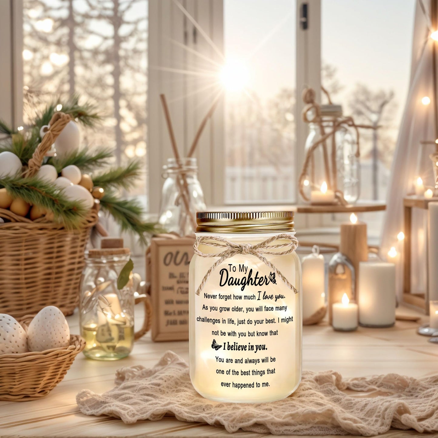 Rxyjlhjx Gifts For Daughter - Decorative Mason Jar With Warm Glow  Daughter Gift From Mom  Thoughtful Birthday Graduation Christmas Gift From Parents