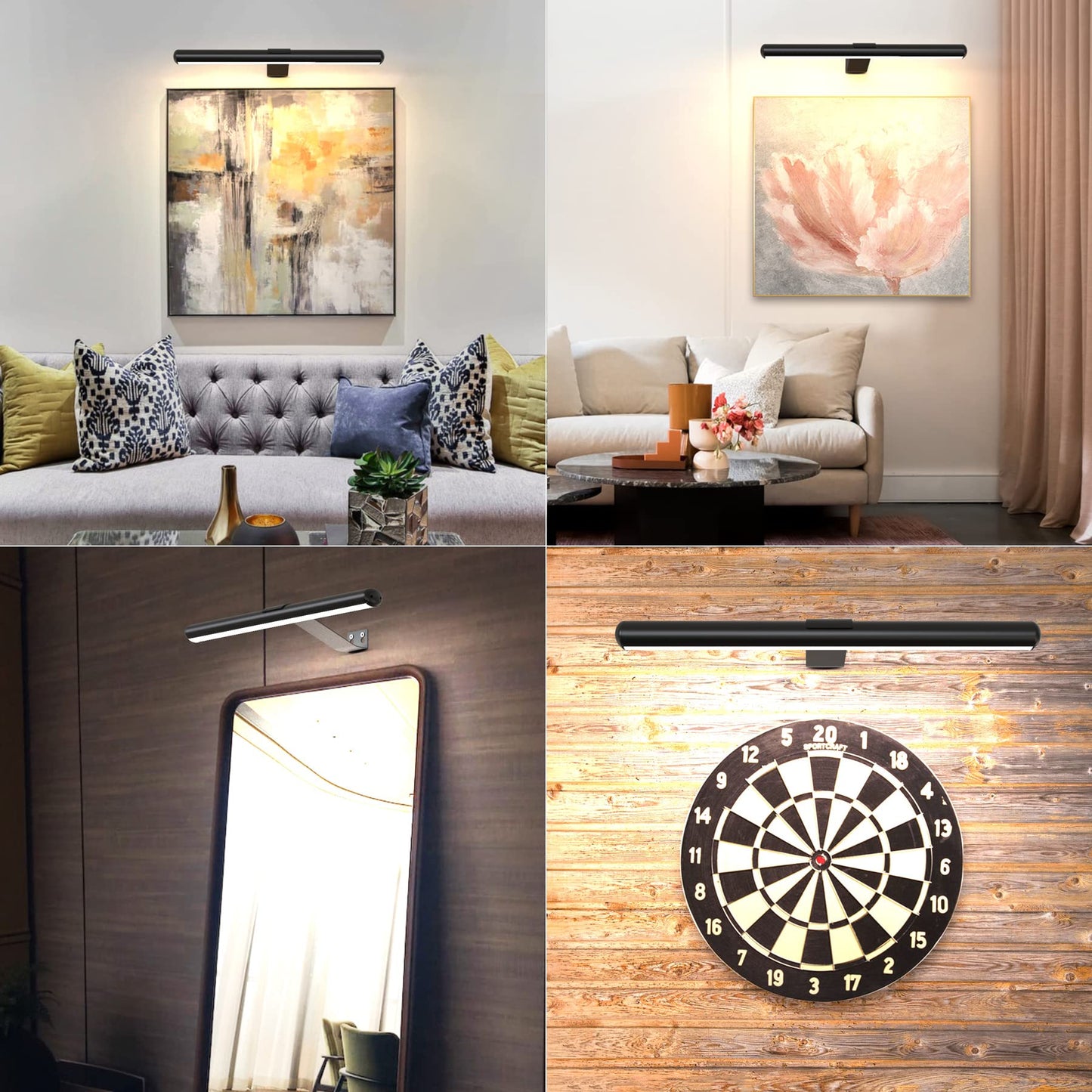 22'' Metal Art LED Display Light with 400LM, 3 Colors, Dimmable, Timer-OFF for Painting, Dartboard