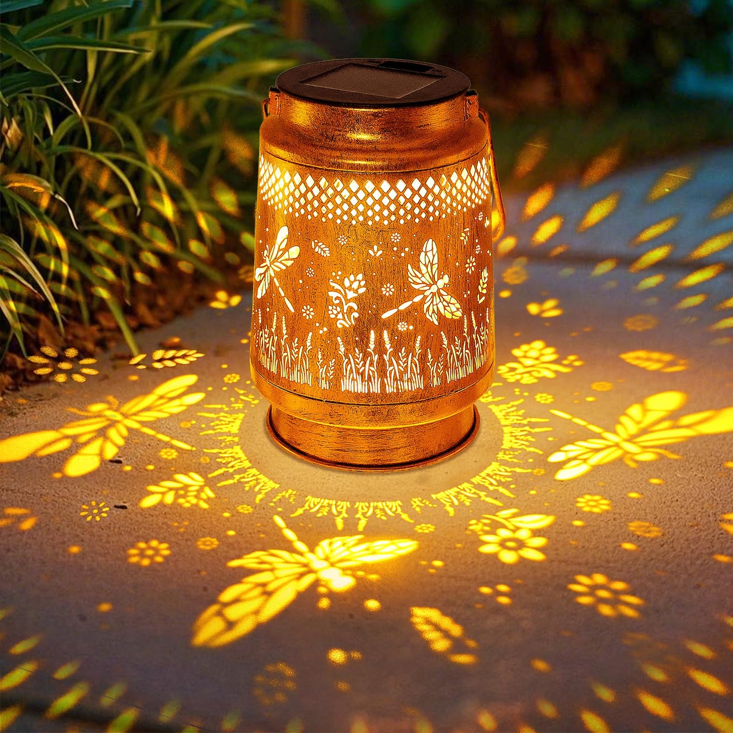 Solar Lanterns Outdoor Waterproof Dragonfly Garden Decor  Birthday Gifts For Women Mom Grandma Christmas  Hanging Solar Lights Metal Led Decoration With Shepherd Hook Outside For Garden Yard Patio