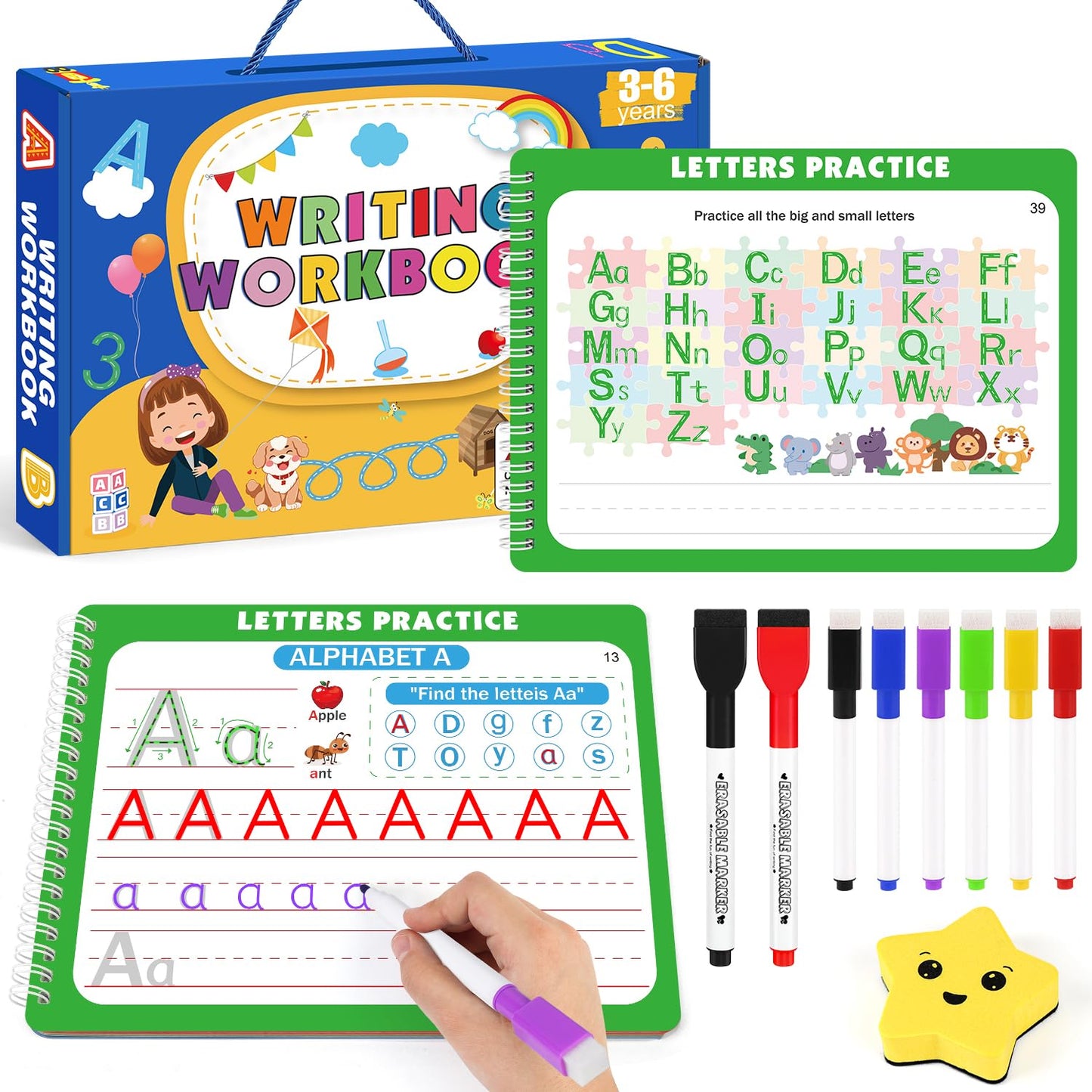 IVENRXIU Preschool Learning Activities, Toddler Tracing Books Ages 2-4, Kindergarten Workbooks for Handwriting Practice, Homeschool Supplies and Toddler Travel Essential Educational Toys