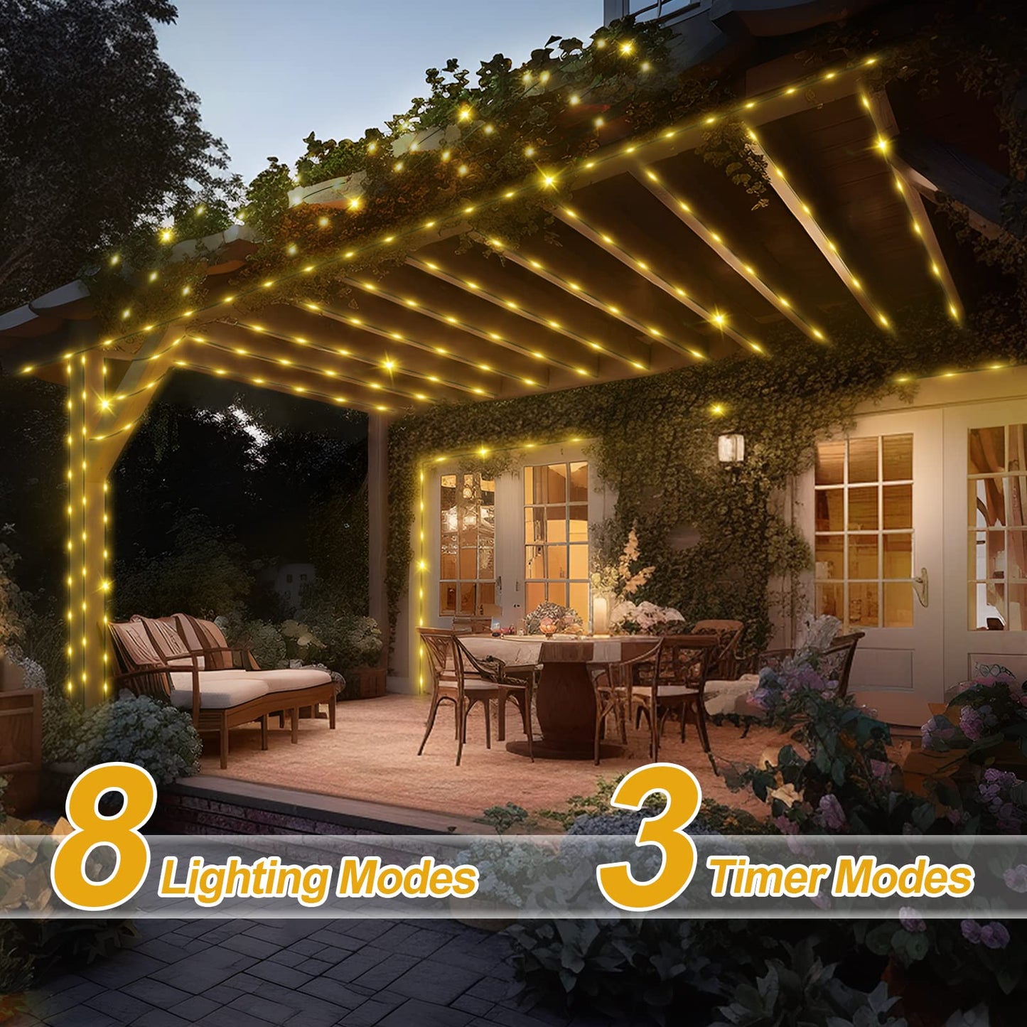 ROADAYLY Christmas String Lights 1000 LED 328 Ft Waterproof Warm White Fairy Lights with Remote Timer, Model BG-CL3M3-306L01