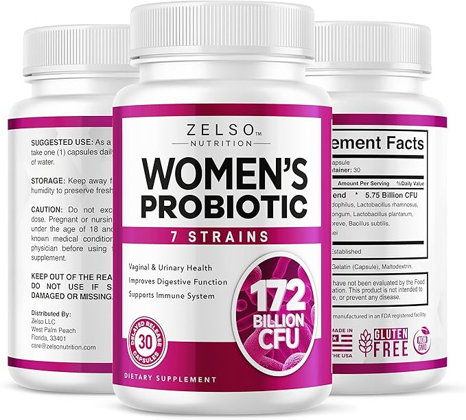 Women’s Probiotics, Vaginal Probiotics with Prebiotics Supplement, 175 Billion CFU, 7 Strains - Supports Vaginal Flora, pH Balance, Digestive Health & Immune Support - 30 Capsules