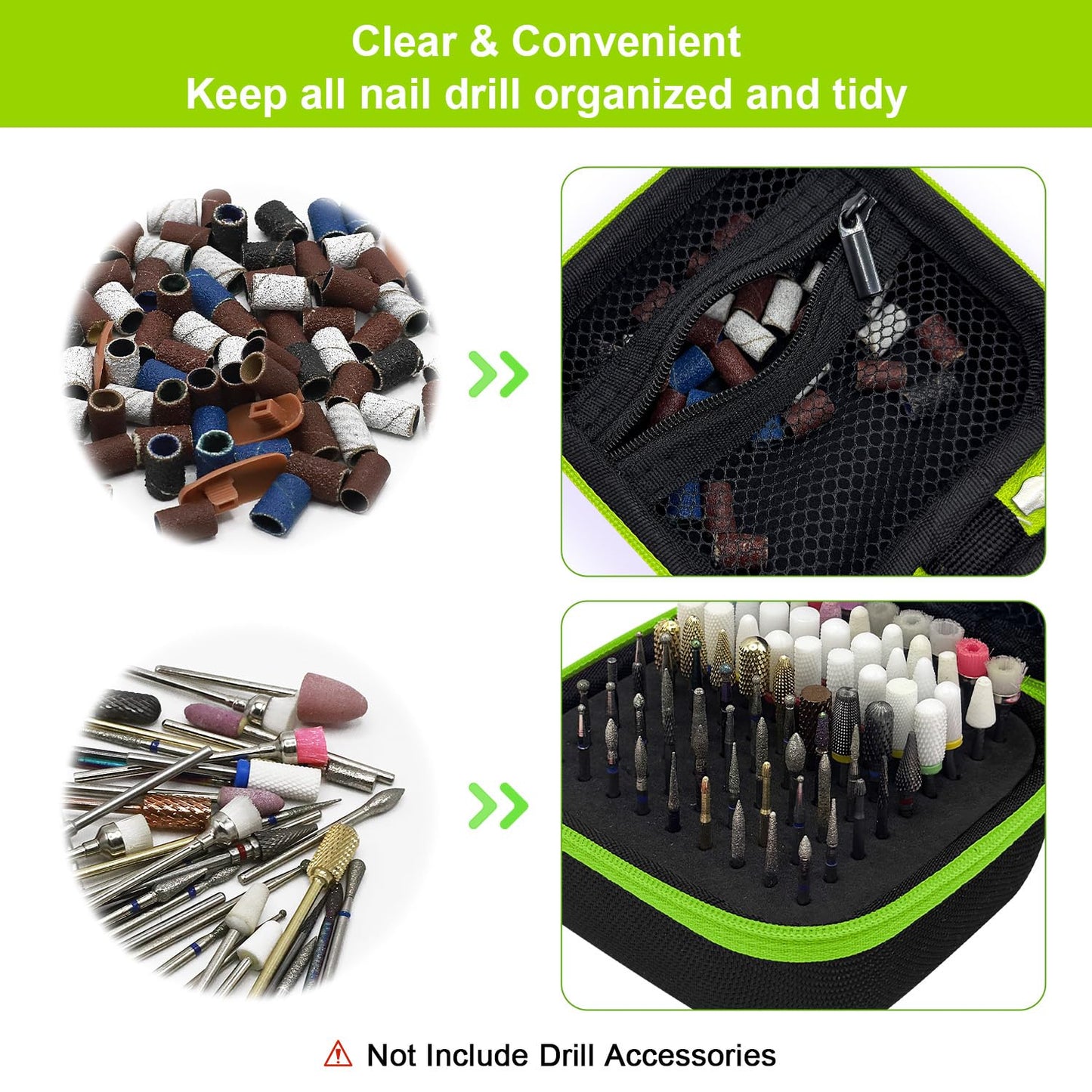 Thowapou 81 Holes Nail Drill Bit Holder, Nail Bits Display Organizer Container, Waterproof Portable Organizer Bag, Efile Nail Bi