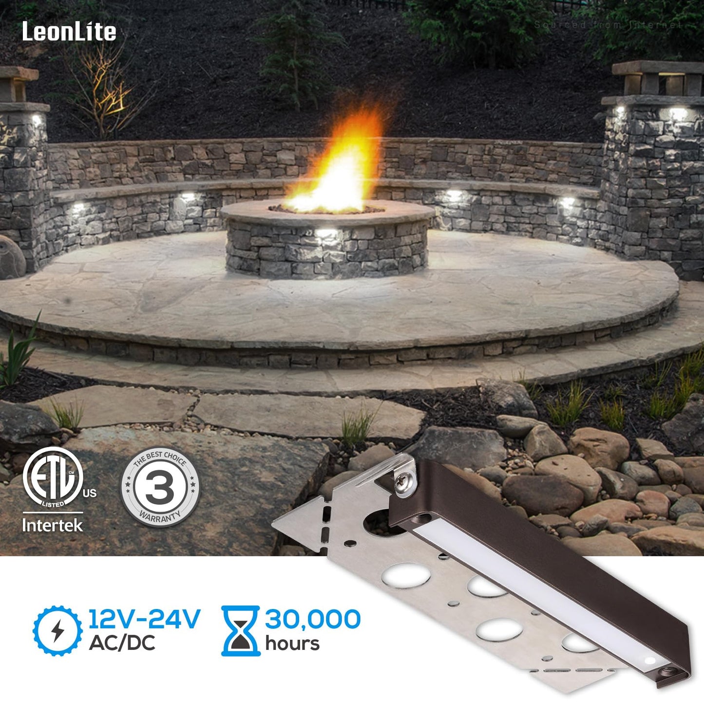 Leonlite 7 Inch Led Hardscape Lighting, Aluminum, Daylight 5000K, Low Voltage Paver Light, Model 89566, Pack Of 4