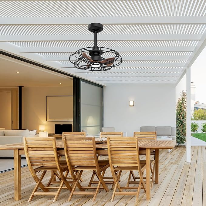 NACATIN Outdoor Ceiling Fan with Lights, Remote, App & Wall Switch Control, 21in RGB Ceiling Fans with Lights and Remote, 3 Color Temperatures: Perfect for Patios, Gazebos, & Bedrooms, Black