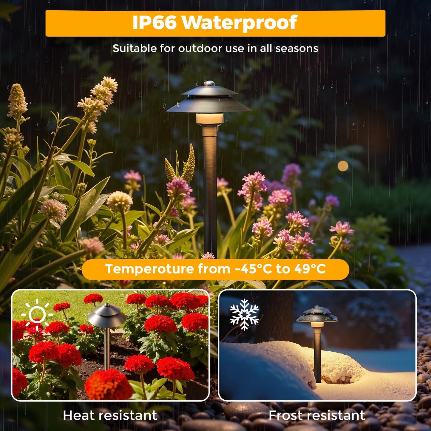 Gardencoin Solid Brass Low Voltage Landscape Pathway Lights (6 Shade  19 Tall)  12V Led Heavy Duty Path Lighting Outdoor Wired  Waterproof Antique Bronze Walkway Light Without G4 Bulb 6 Pack