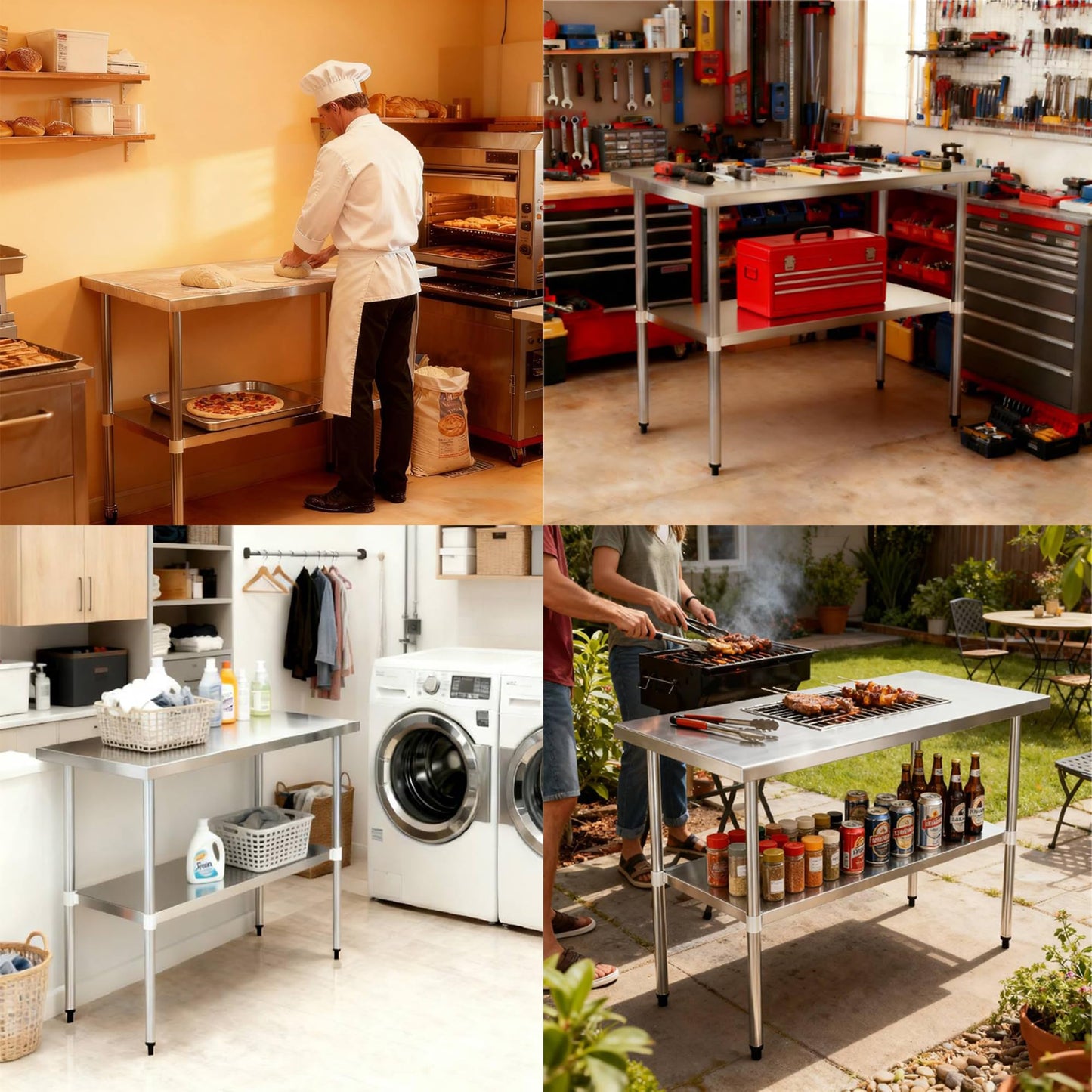 Okeyolive Stainless Steel Work Table 18 x 72 Inch, NSF Commercial Prep Table with Undershelf, Heavy Duty Food Prep Workstation