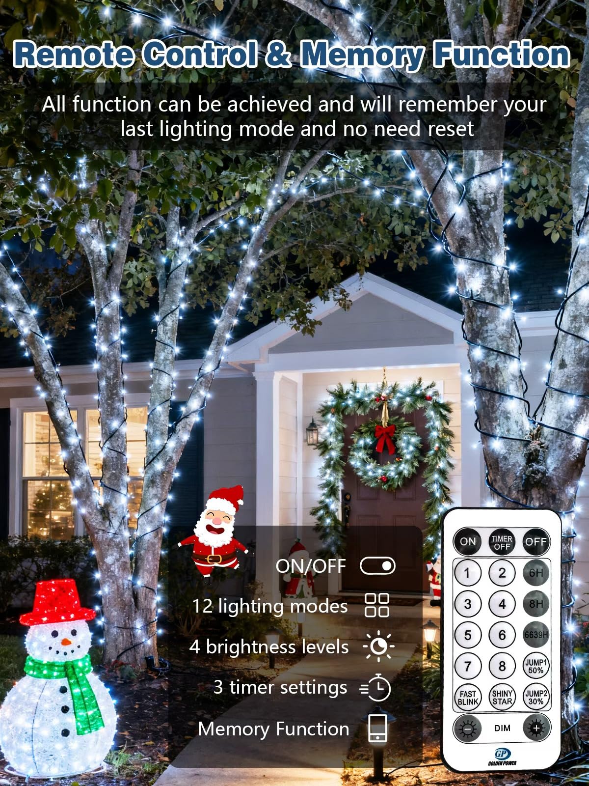 Voice Controlled Christmas Lights With Remote  132 Ft 400 Led String Lights Indoor Outdoor With 12 Modes 3 Timers  Dimmable Twinkle Light Plug In Waterproof For Xmas Tree Party Decor  Cool White