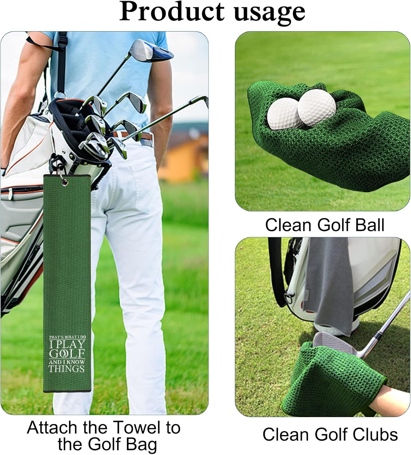 DYJYBMY 'That's What I Do' Golf Towel - Embroidered Green Towel for Golf Bags with Clip, Gift for Men, Birthday Gift for Golf Fans, Retired Coworker