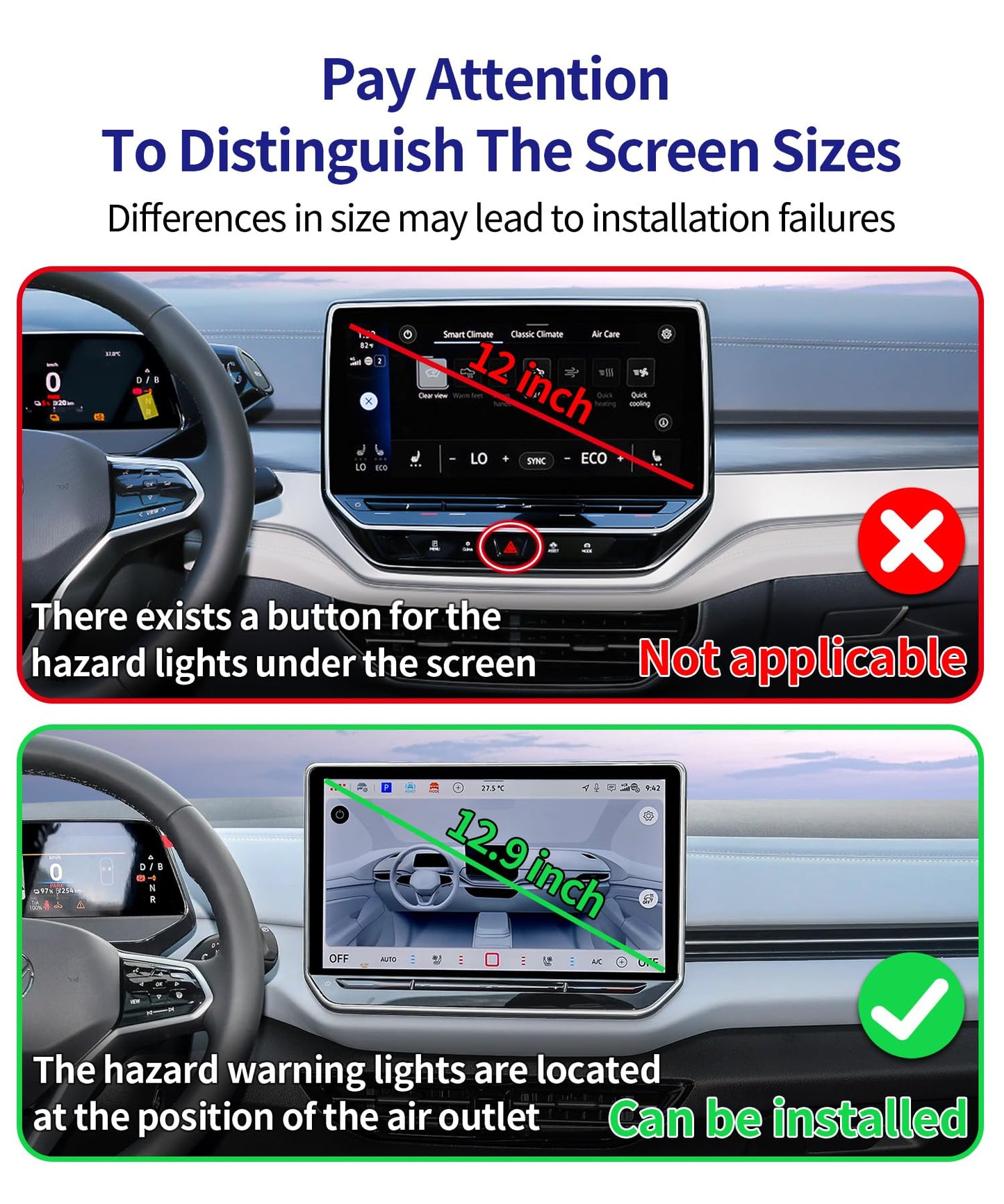 Masergogo Car Phone Holder For 2024 2025Volkswagen Id.4 / Vw 2025 Id.Buzz, 360 Rotation, 12.9 Inch Screen Fixed Clip, Auto Acces