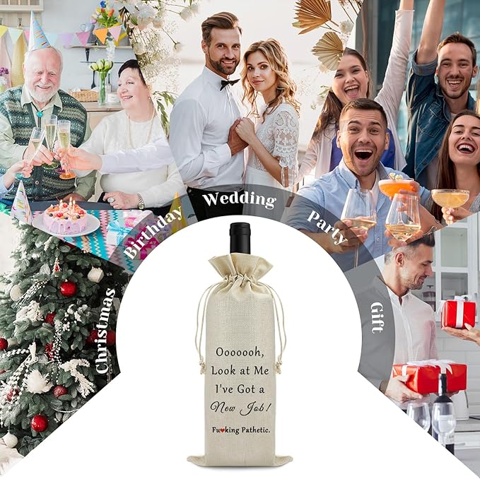 New Job Gift for Women Men Coworker Leaving Gift Wine Bag New Beginnings Gift for Friends Leader Goodbye Farewell Gift Wine Wrapping Bag Congratulation New Job Gift for Her Him Wine Bottle Bag