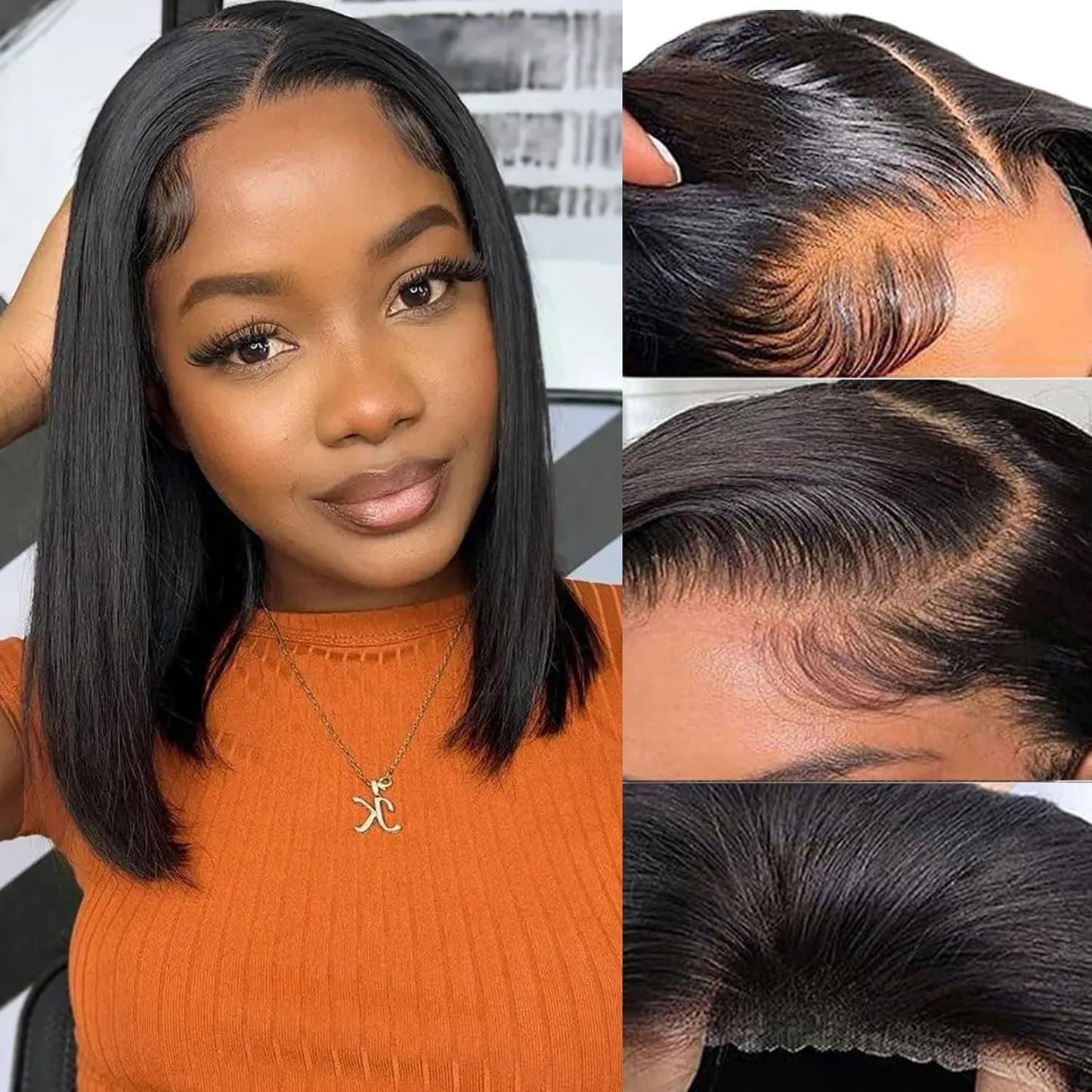 Short Bob Wig Human Hair Straight 8 inch Wear to Go 4x4 Lace Closure Bob Wigs Human Hair for Black Women Pre Plucked and Pre Cut
