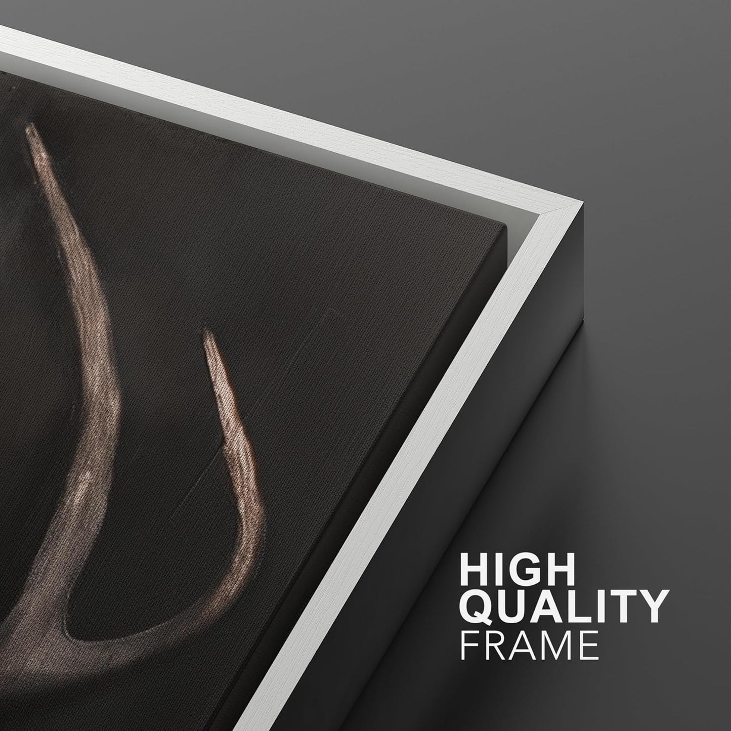 SIGNWIN Framed Canvas Print Wall Art Rustic Antler Skull Dark Dramatic Black Vintage-Inspired Deer and Elk Antlers Illustrations Decorative for Living Room, Bedroom, Office - 24"x36"x2 White